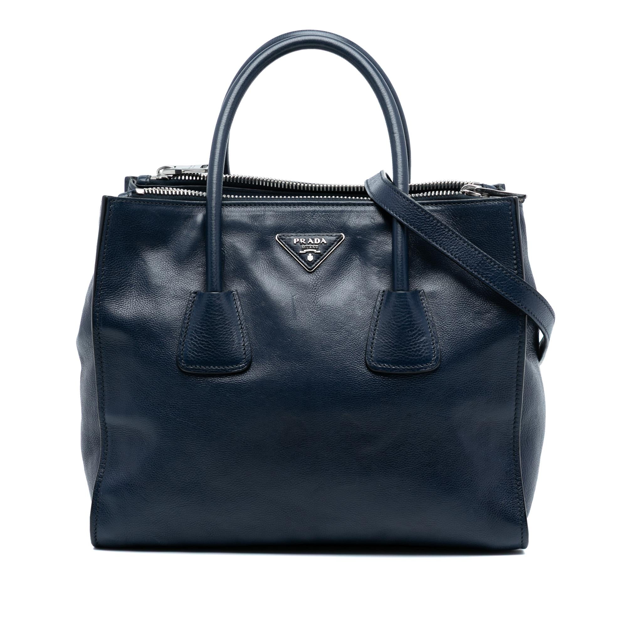Prada Glace Calf Twin Pocket Double Handle Satchel