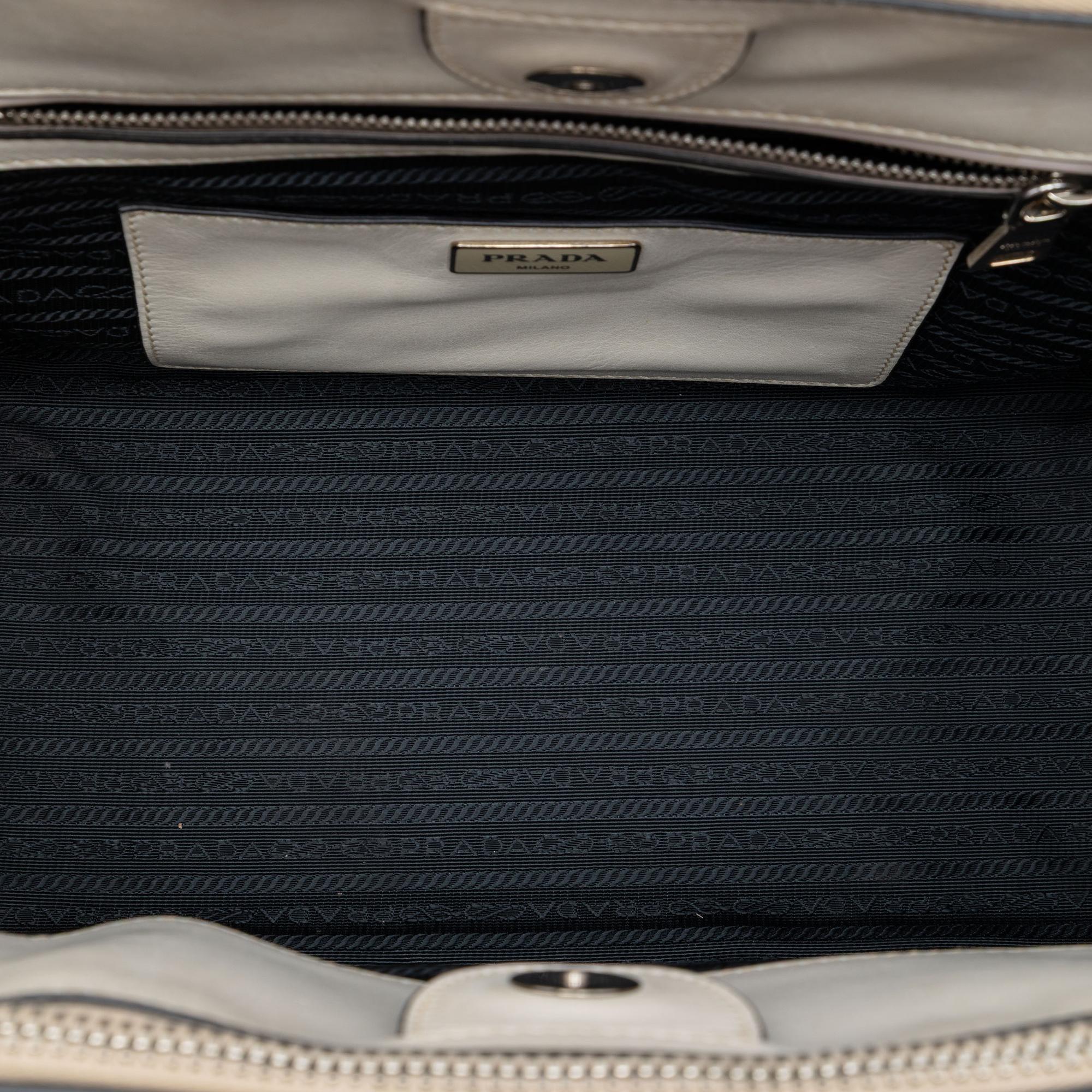 Prada Glace Calf Twin Pocket Double Handle Satchel
