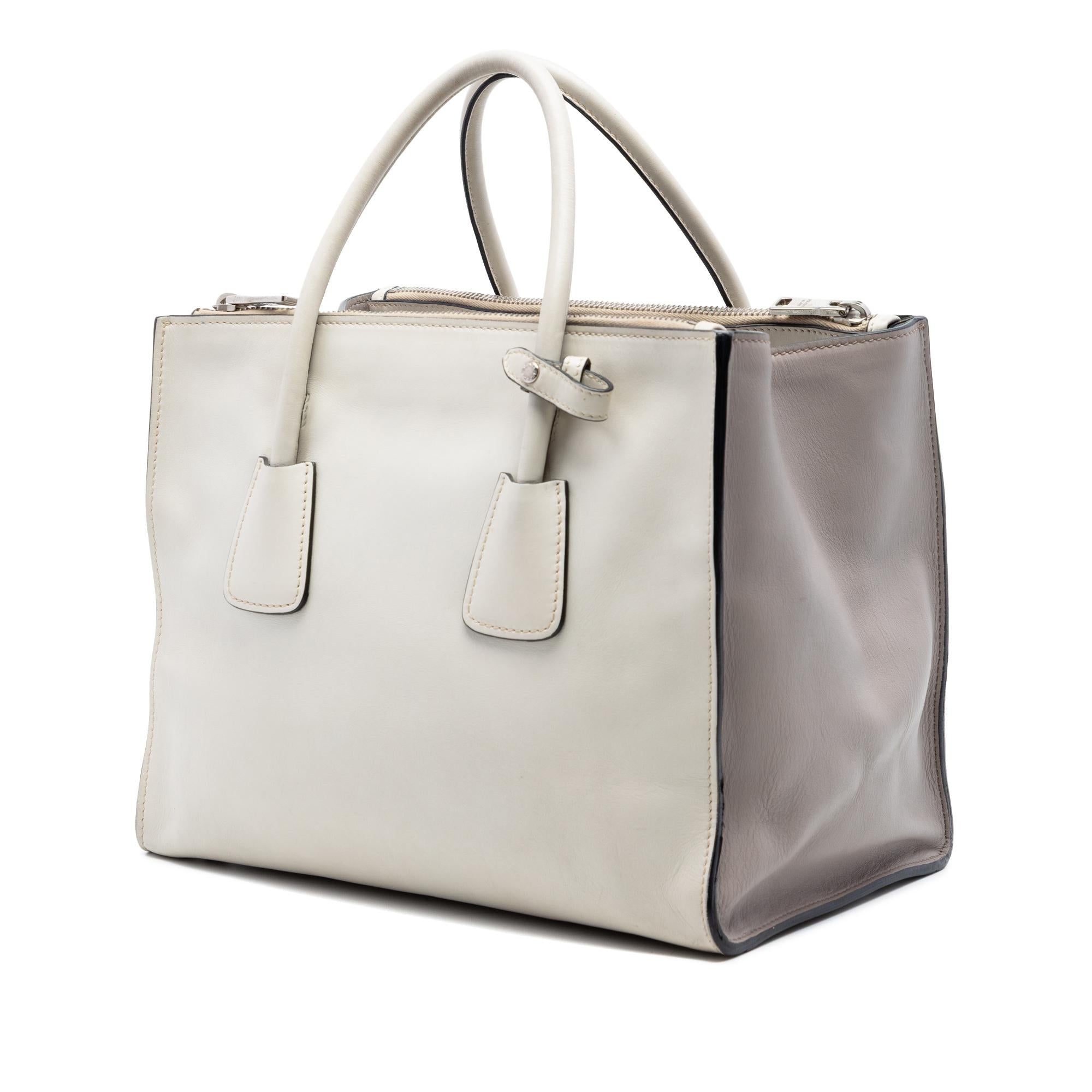 Prada Glace Calf Twin Pocket Double Handle Satchel