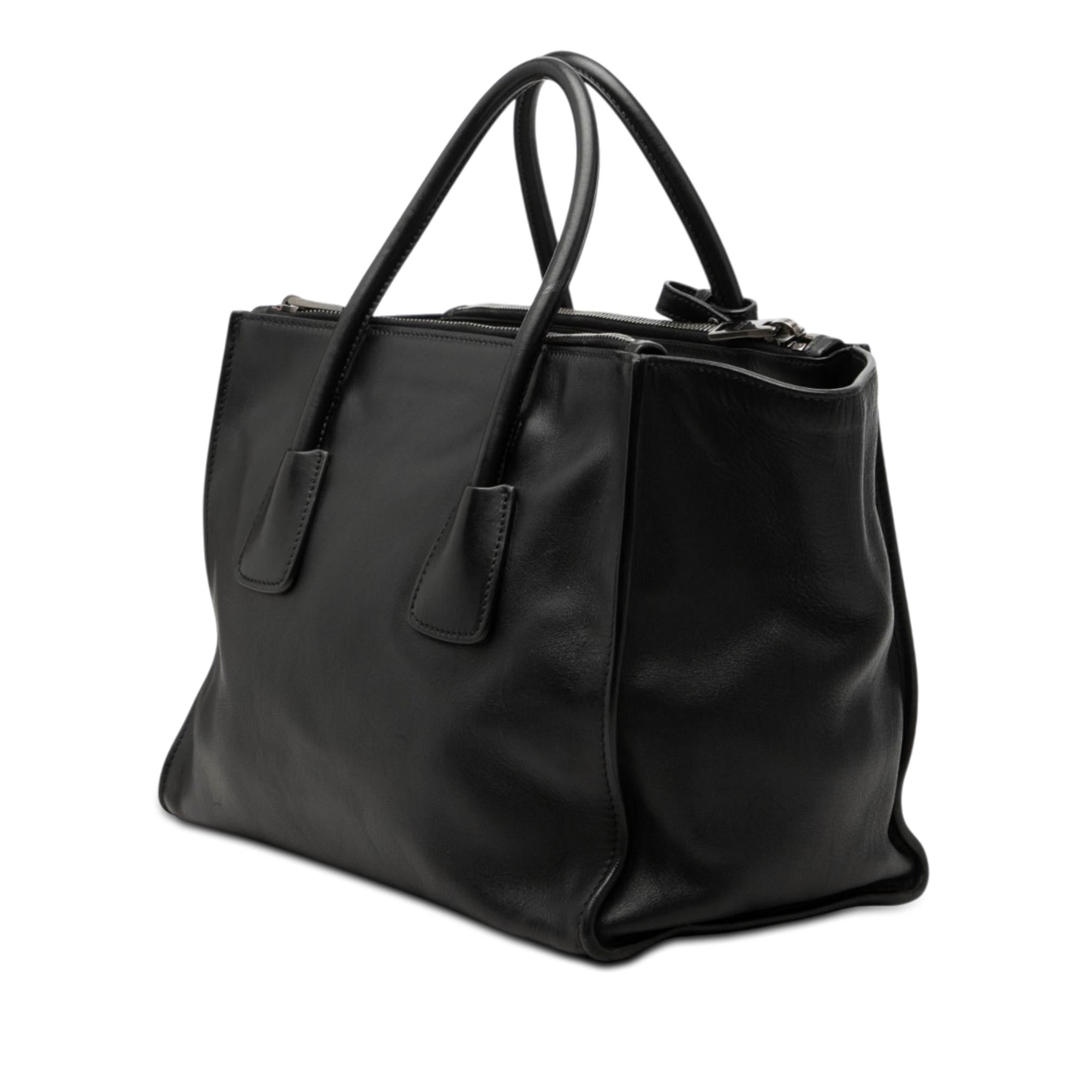 Prada Glace Calf Twin Pocket Double Handle Satchel