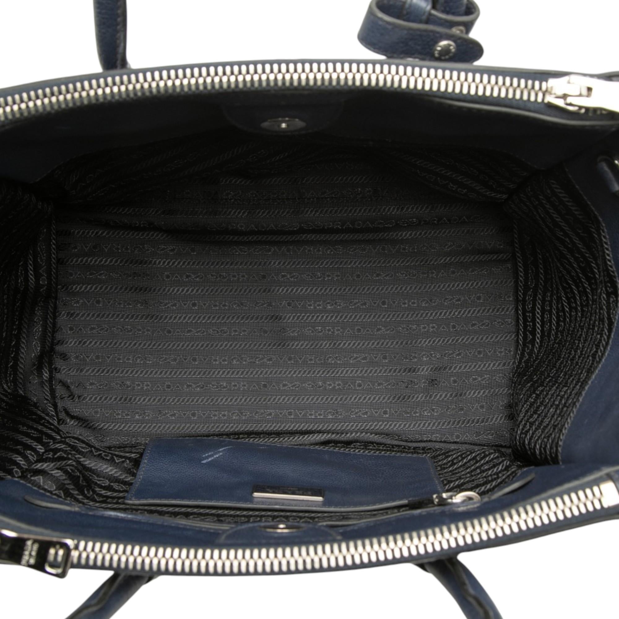 Prada Glace Calf Twin Pocket Double Handle Satchel