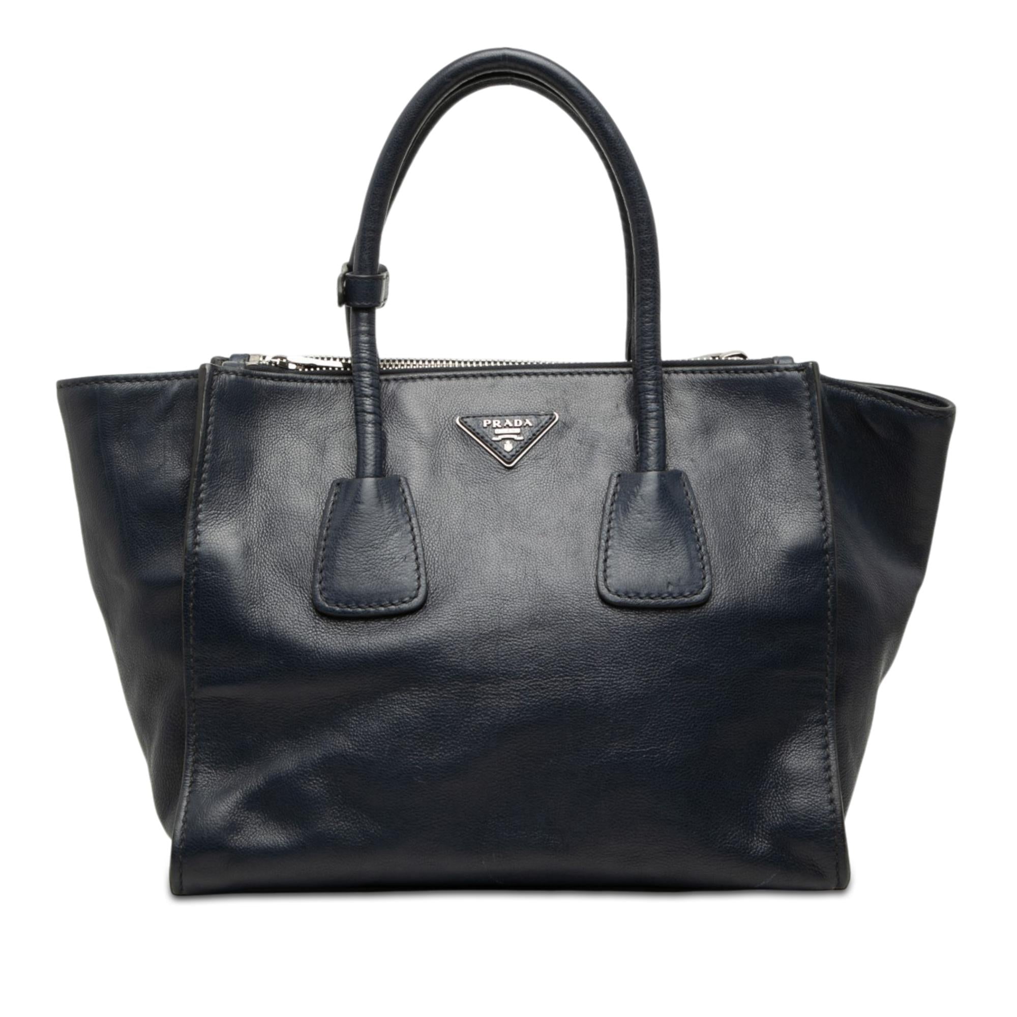 Prada Glace Calf Twin Pocket Double Handle Satchel