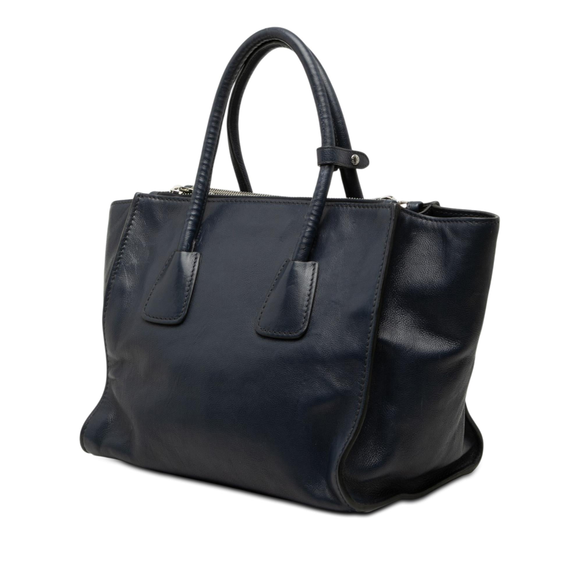 Prada Glace Calf Twin Pocket Double Handle Satchel
