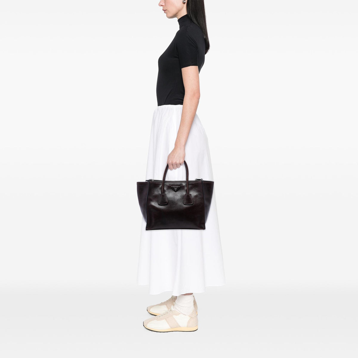 Prada Glace Calf Twin Pocket Double Handle Satchel