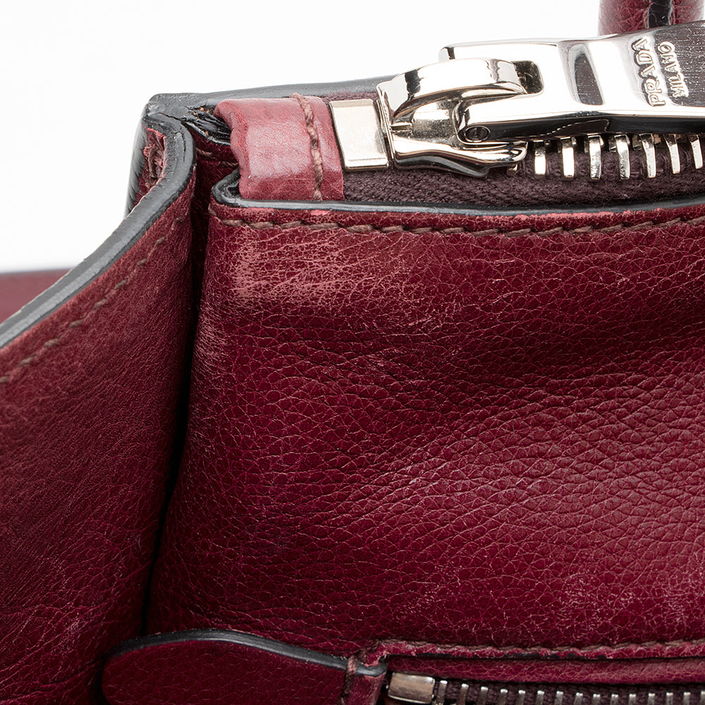 Prada Glace Calf Twin Pocket Tote (SHF-16658)