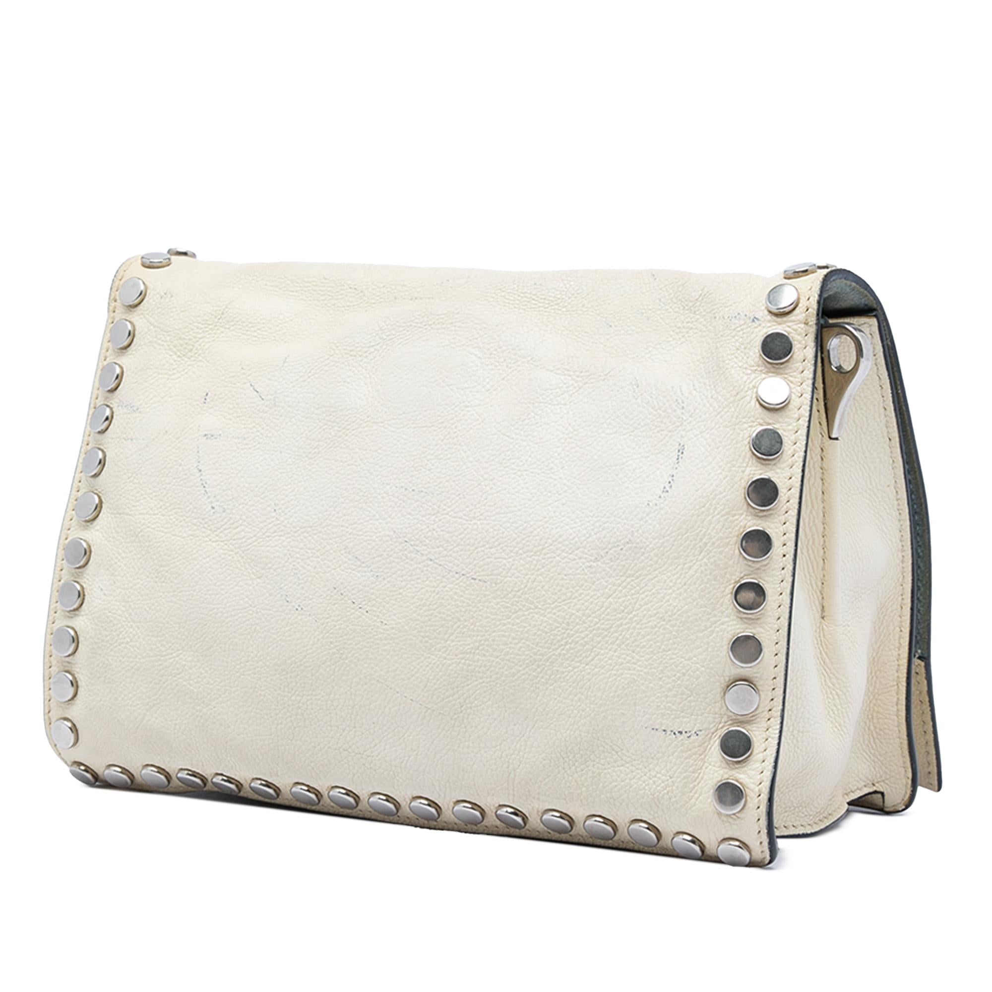 Prada Glace Calfskin Studded Etiquette Flap