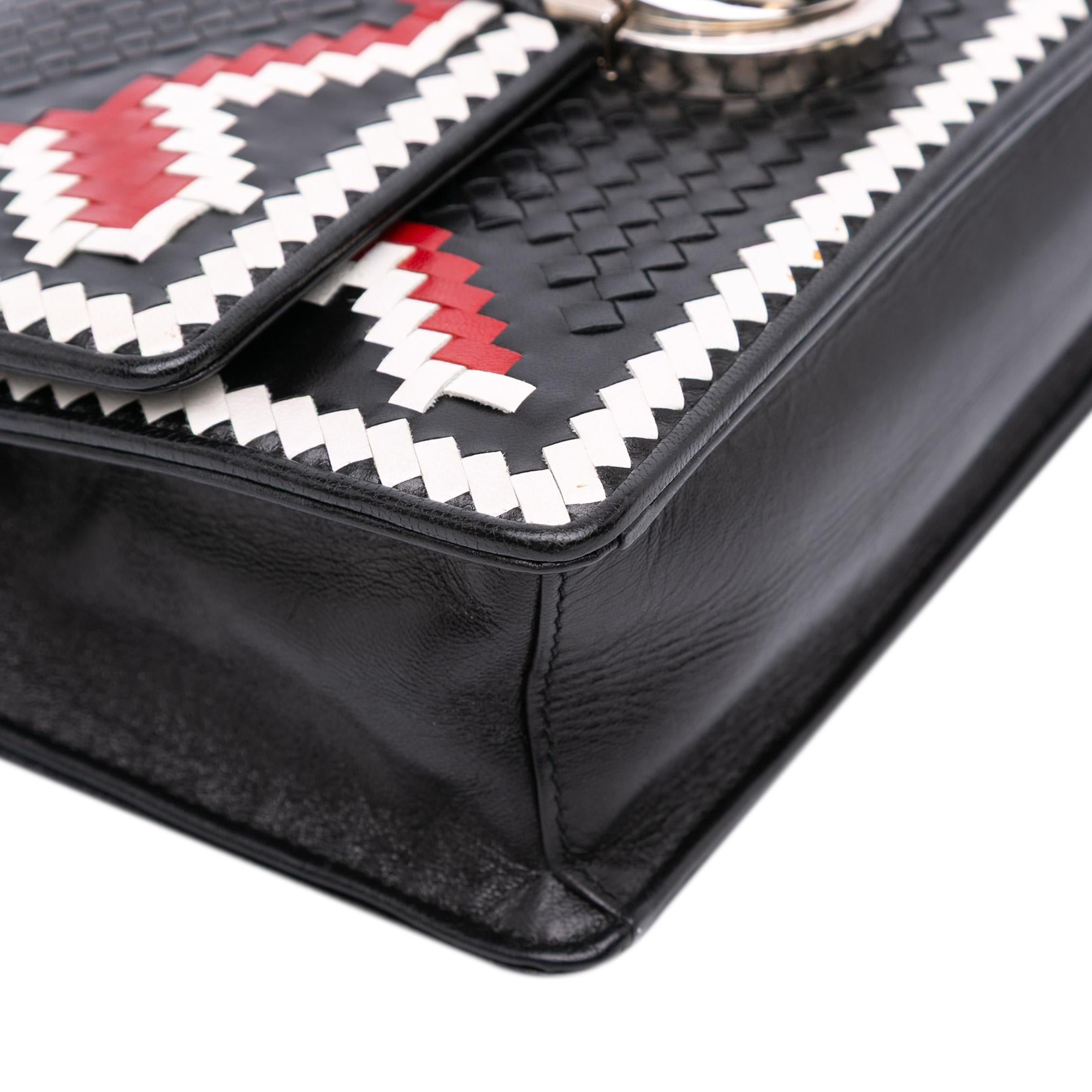 Prada Goatskin Woven Madras Crossbody