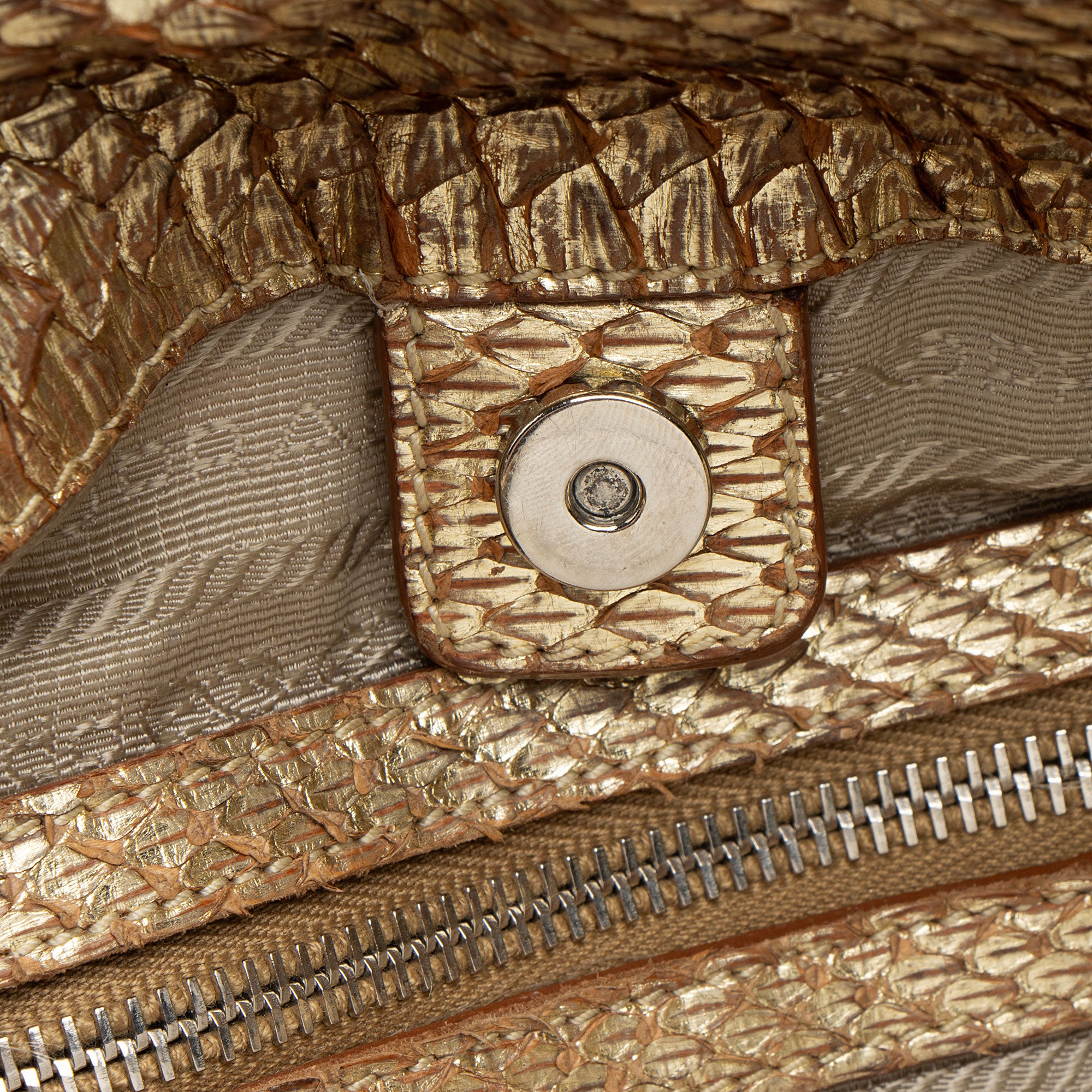 Prada Jute Metallic Python Hobo