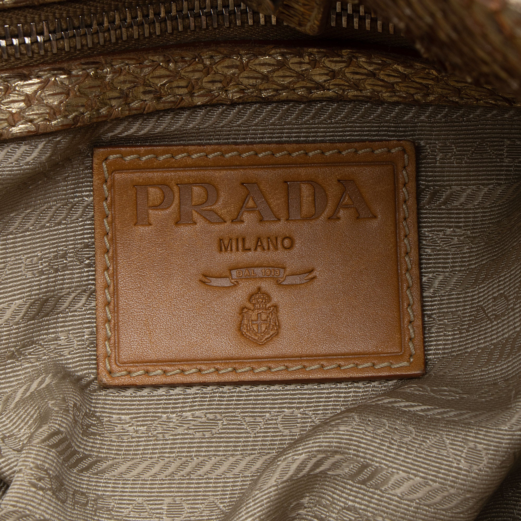 Prada Jute Metallic Python Hobo