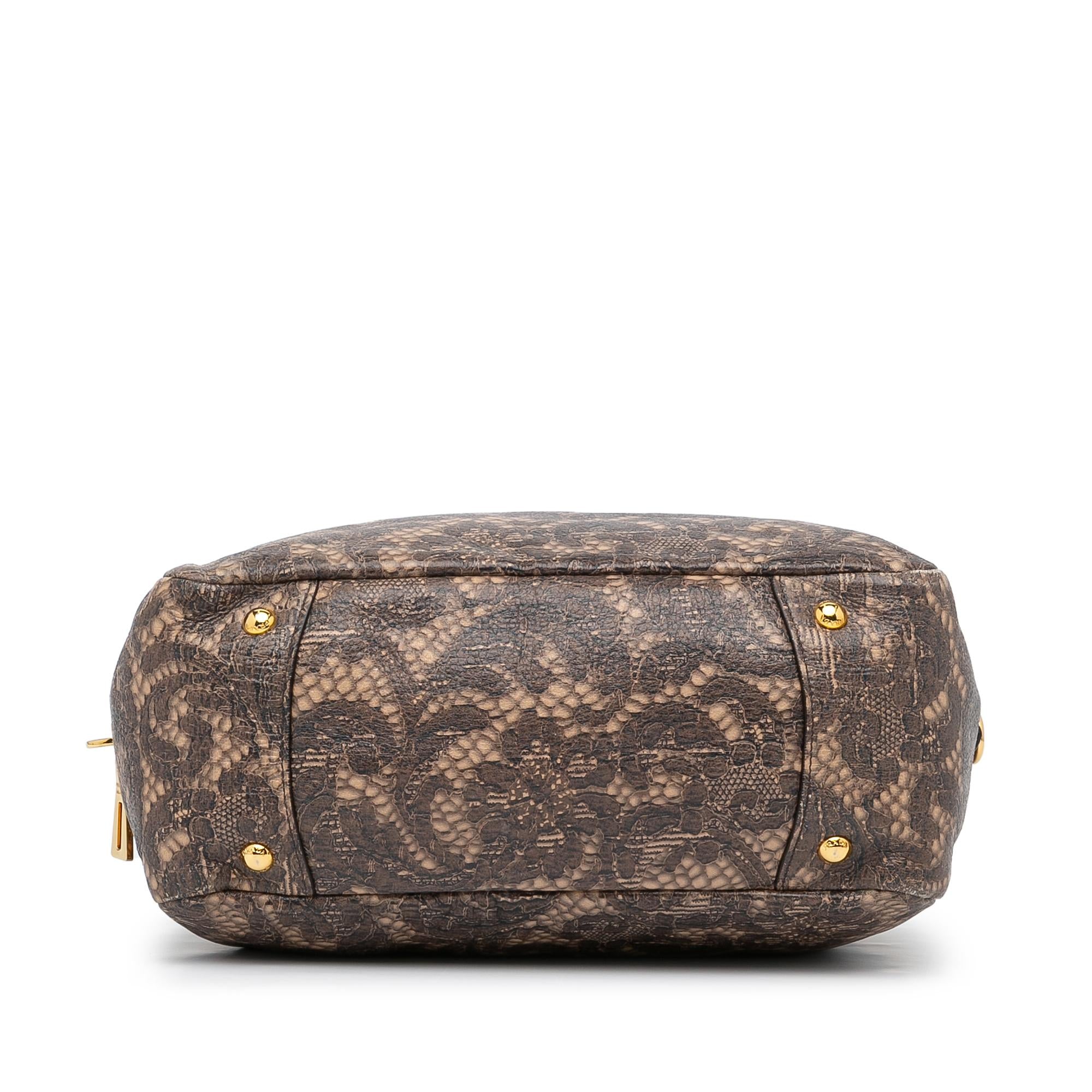 Prada Lace Print Bauletto Handbag (SHG-GwbtwK)
