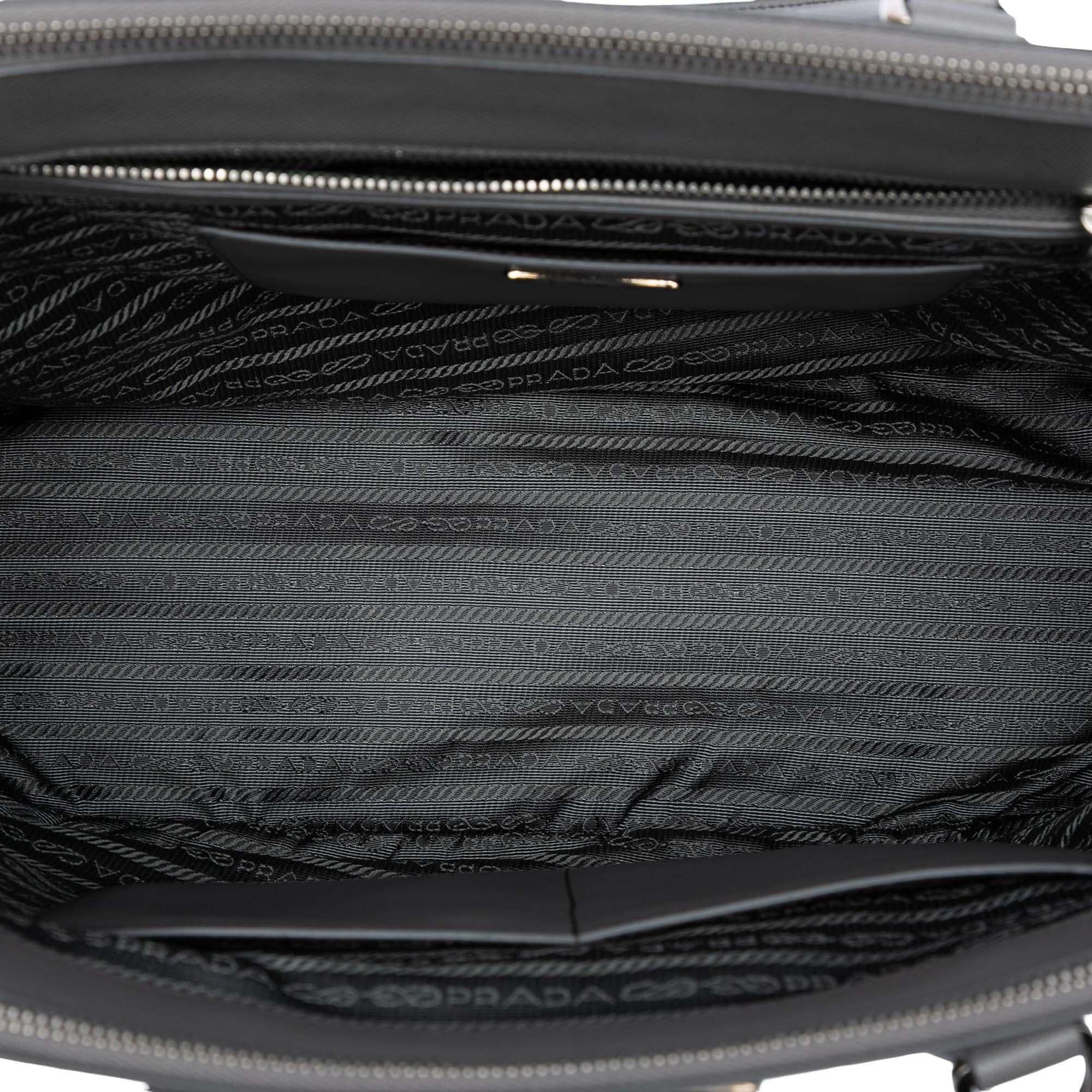 Prada Large Bicolor Saffiano Lux Galleria Double Zip Satchel