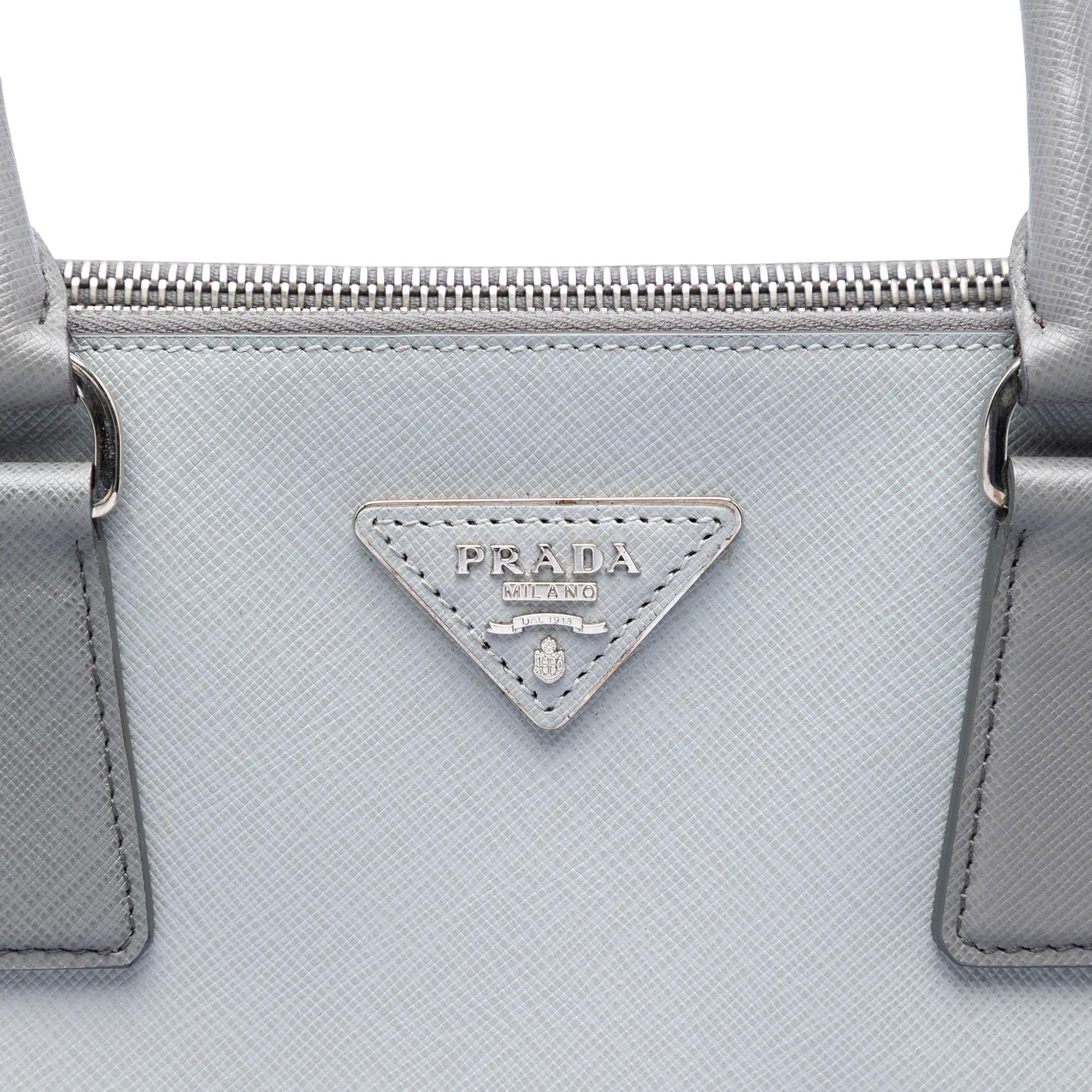 Prada Large Bicolor Saffiano Lux Galleria Double Zip Satchel