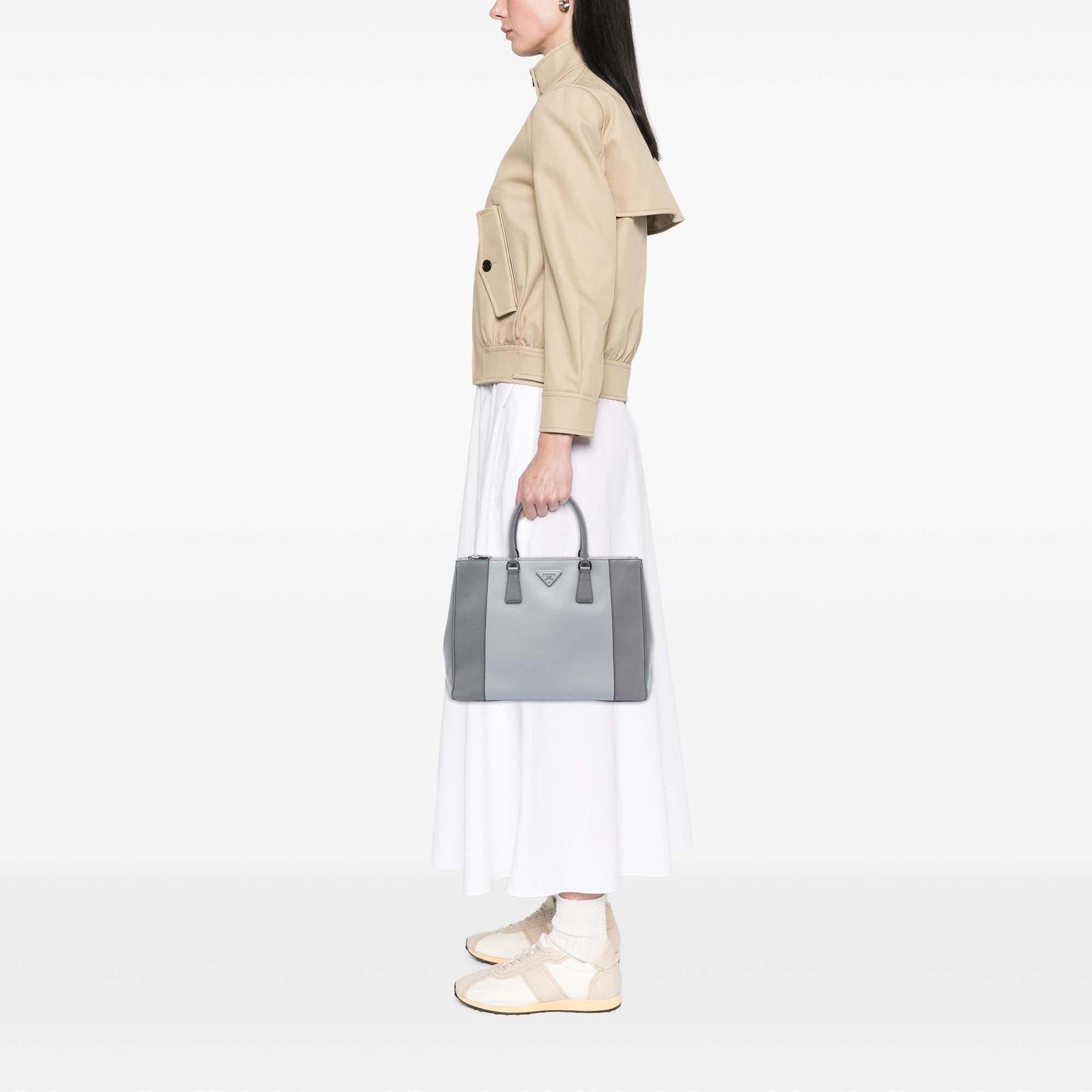 Prada Large Bicolor Saffiano Lux Galleria Double Zip Satchel