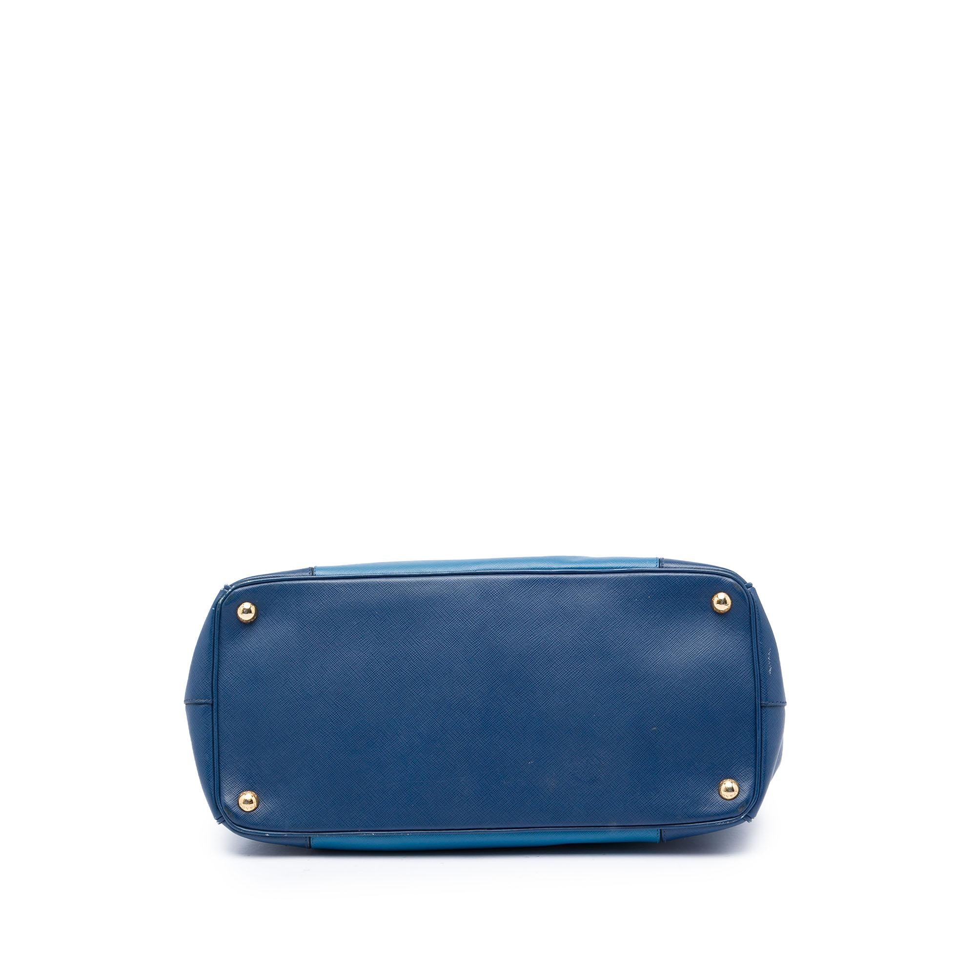 Prada Large Bicolor Saffiano Lux Galleria Double Zip Satchel