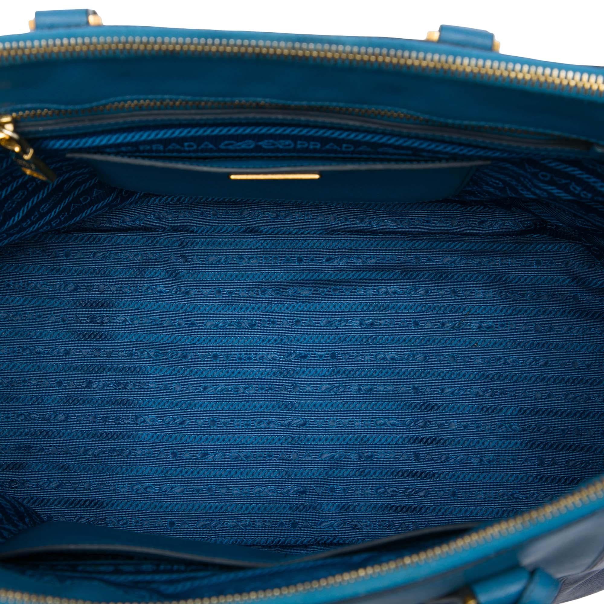 Prada Large Bicolor Saffiano Lux Galleria Double Zip Satchel