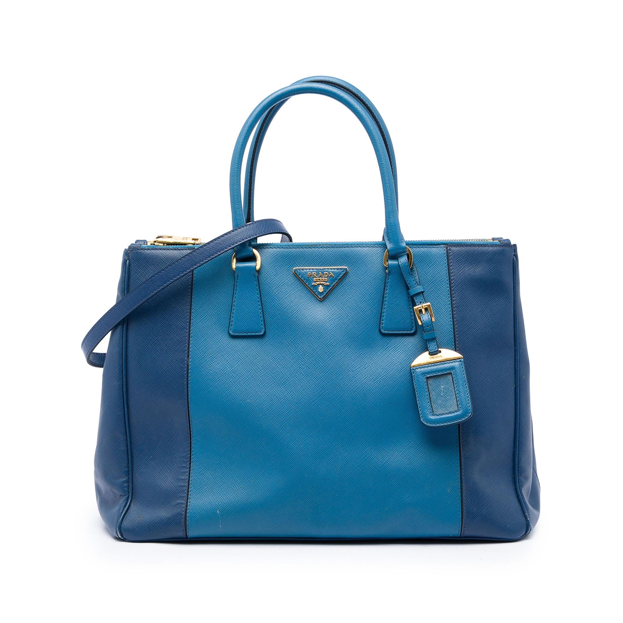 Prada Large Bicolor Saffiano Lux Galleria Double Zip Satchel