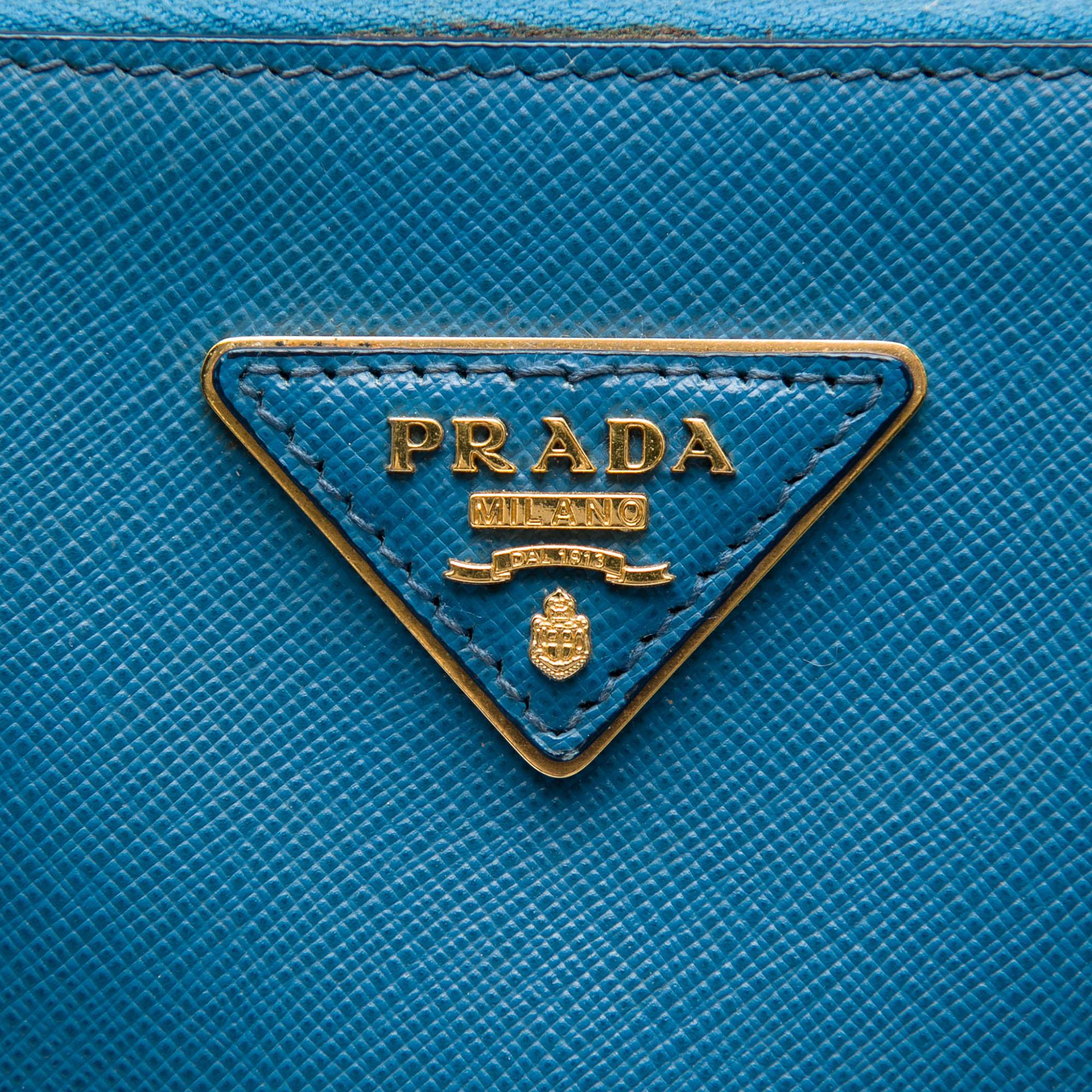 Prada Large Bicolor Saffiano Lux Galleria Double Zip Satchel