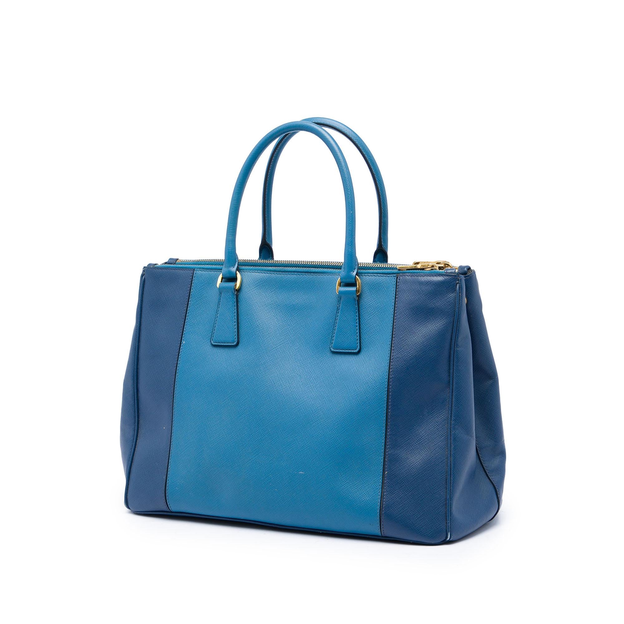 Prada Large Bicolor Saffiano Lux Galleria Double Zip Satchel