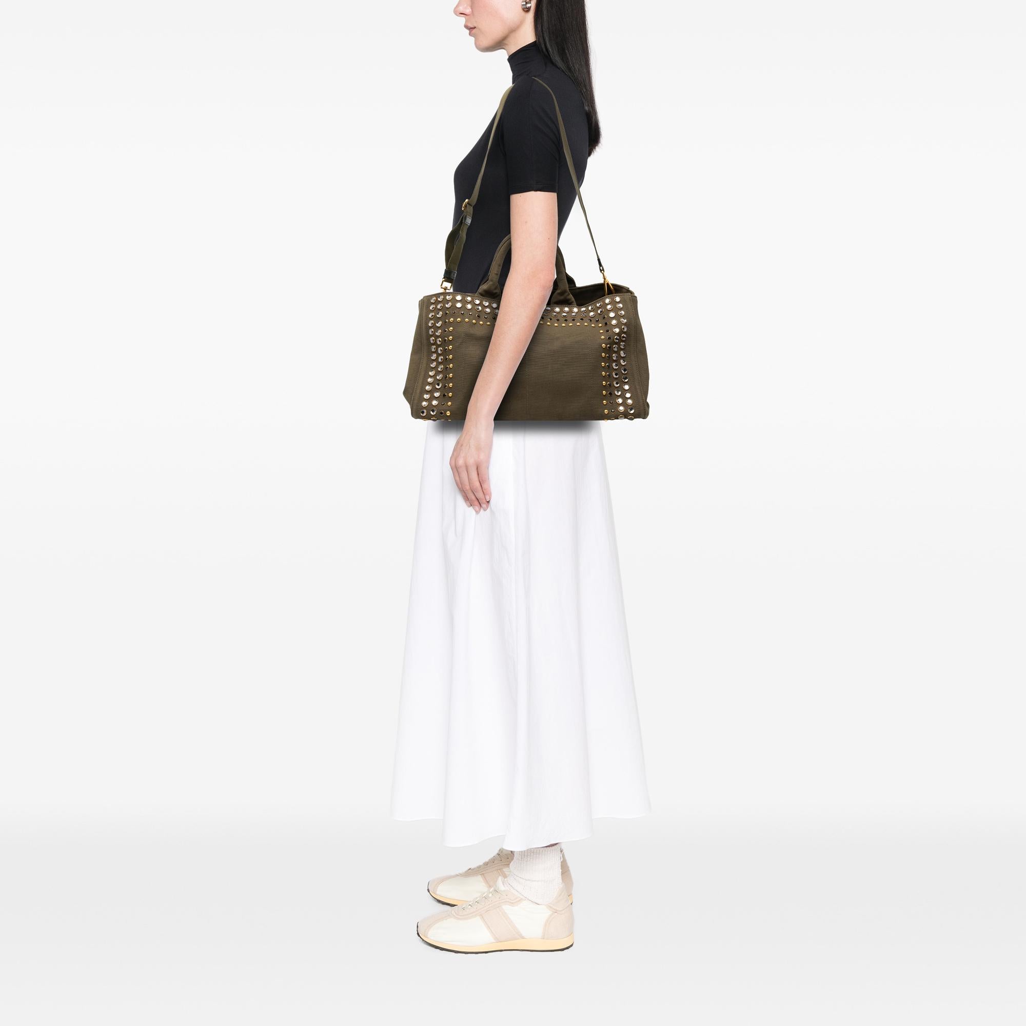 Prada Large Canvas Canapa Bijoux Satchel