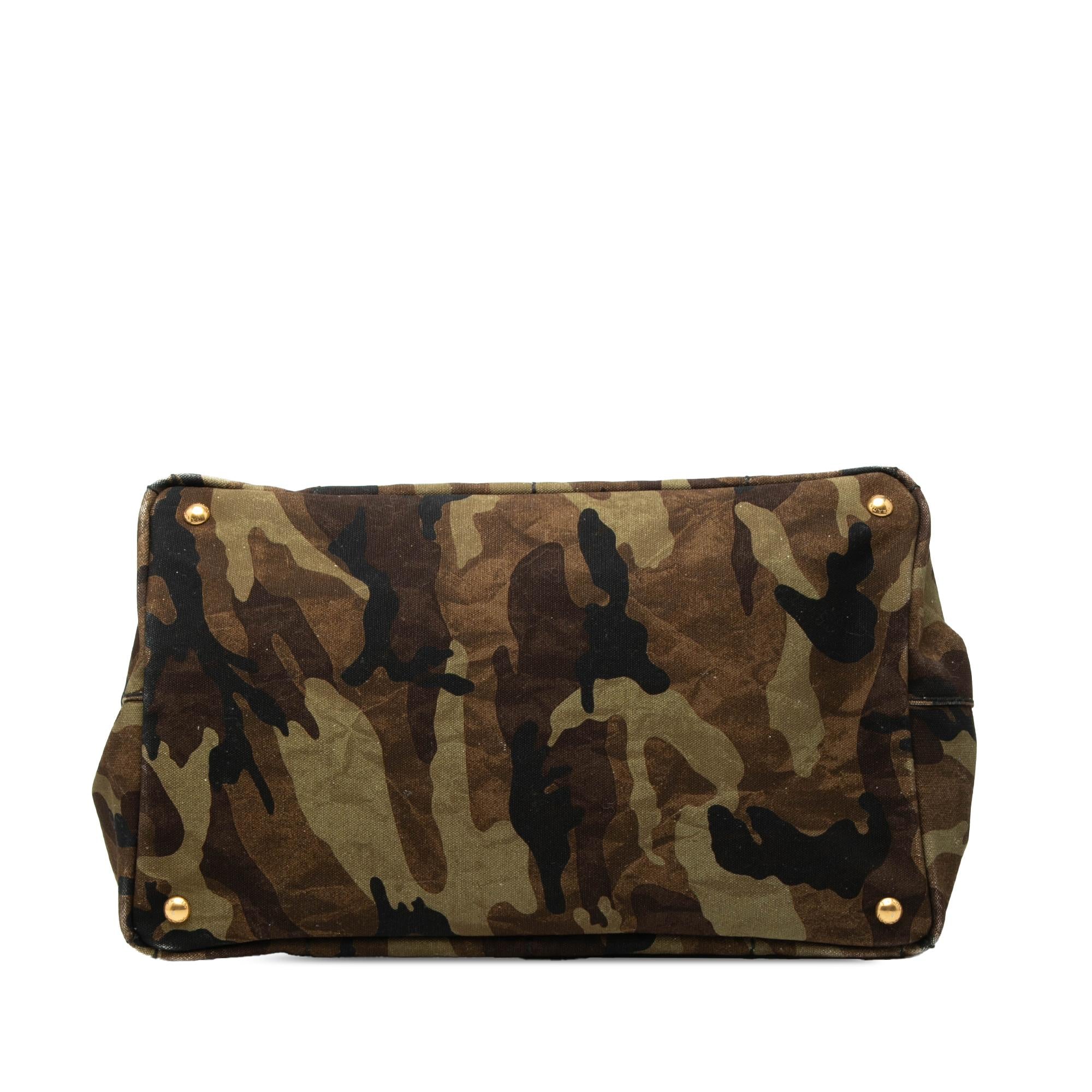 Prada Large Canvas Canapa Camouflage Stampata Tote