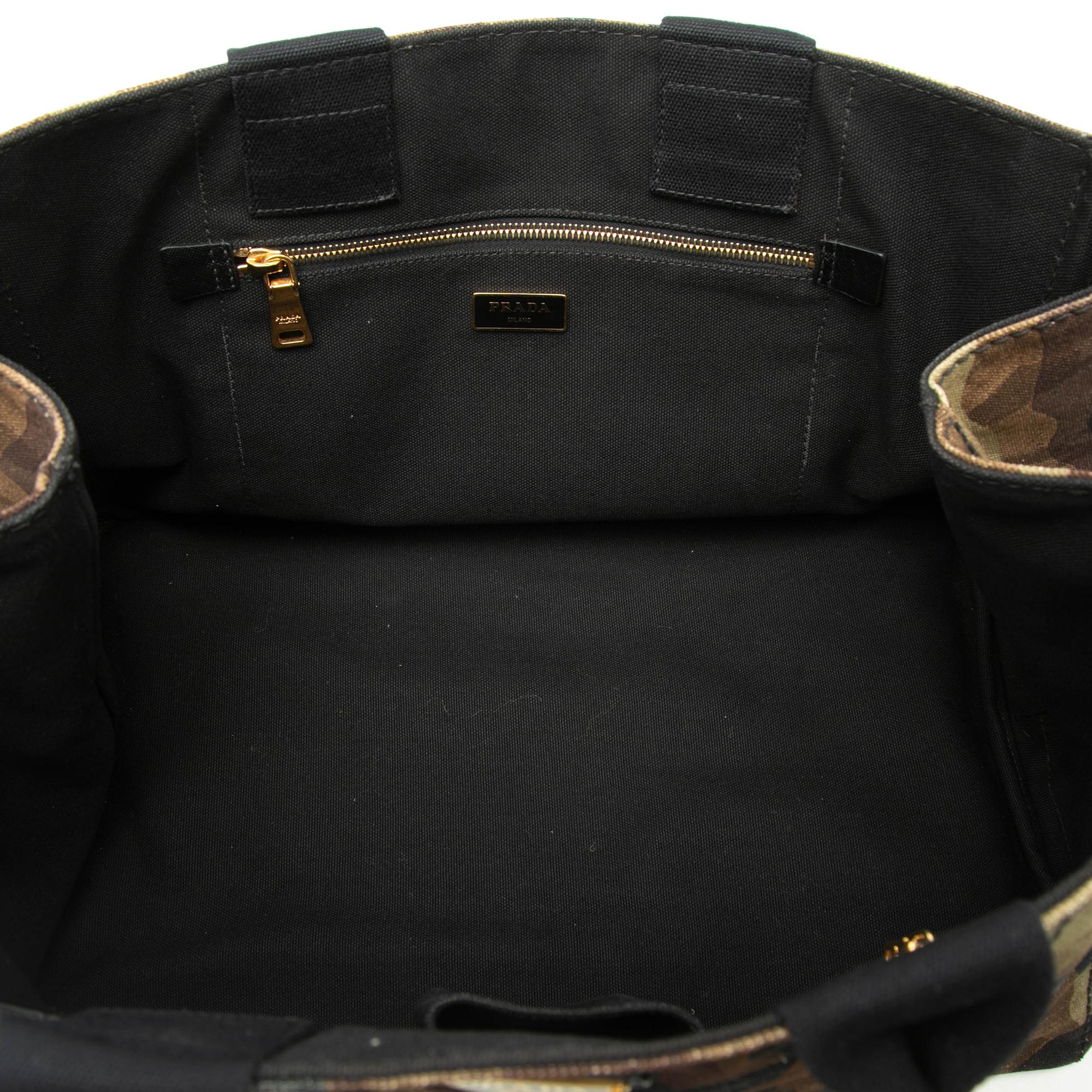 Prada Large Canvas Canapa Camouflage Stampata Tote
