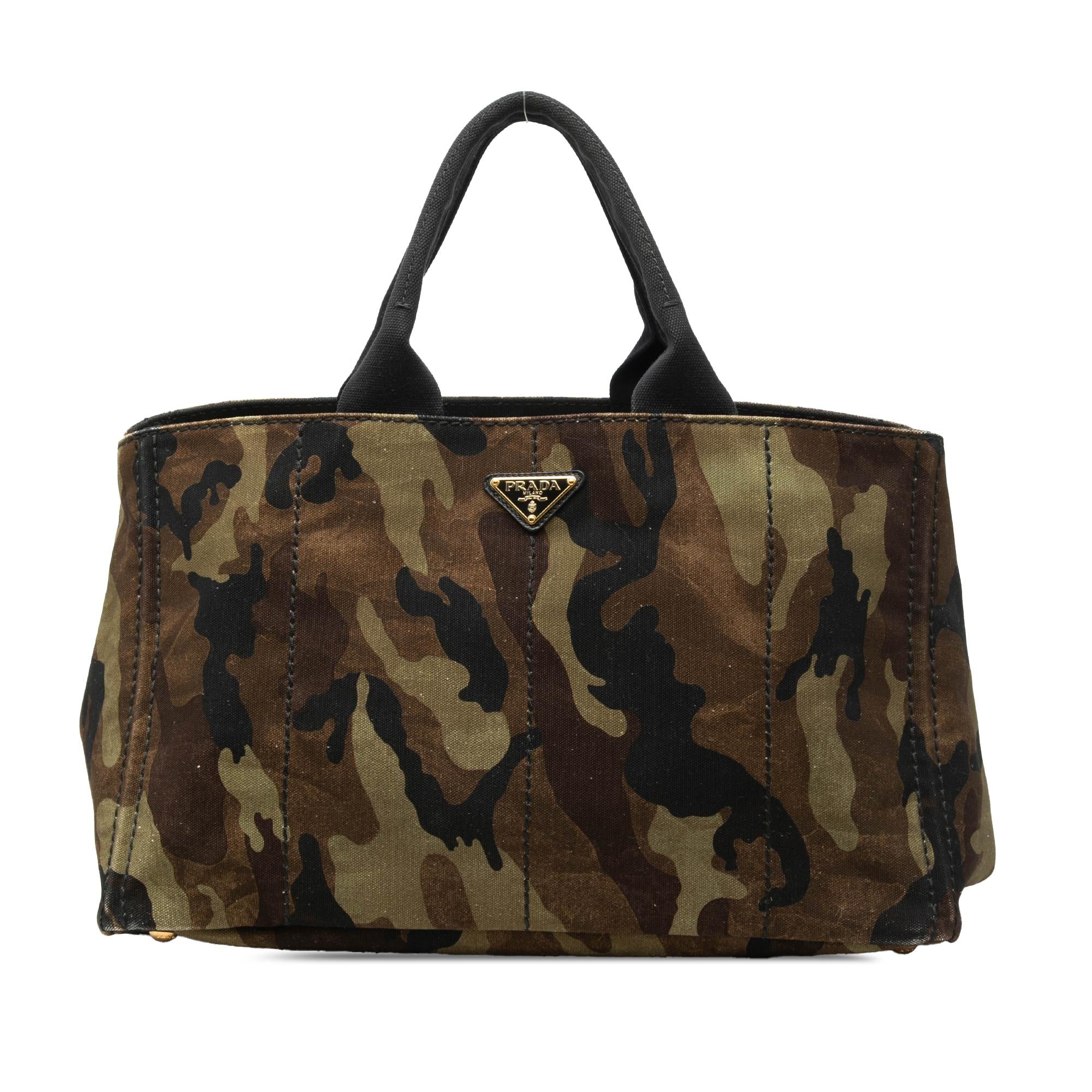 Prada Large Canvas Canapa Camouflage Stampata Tote