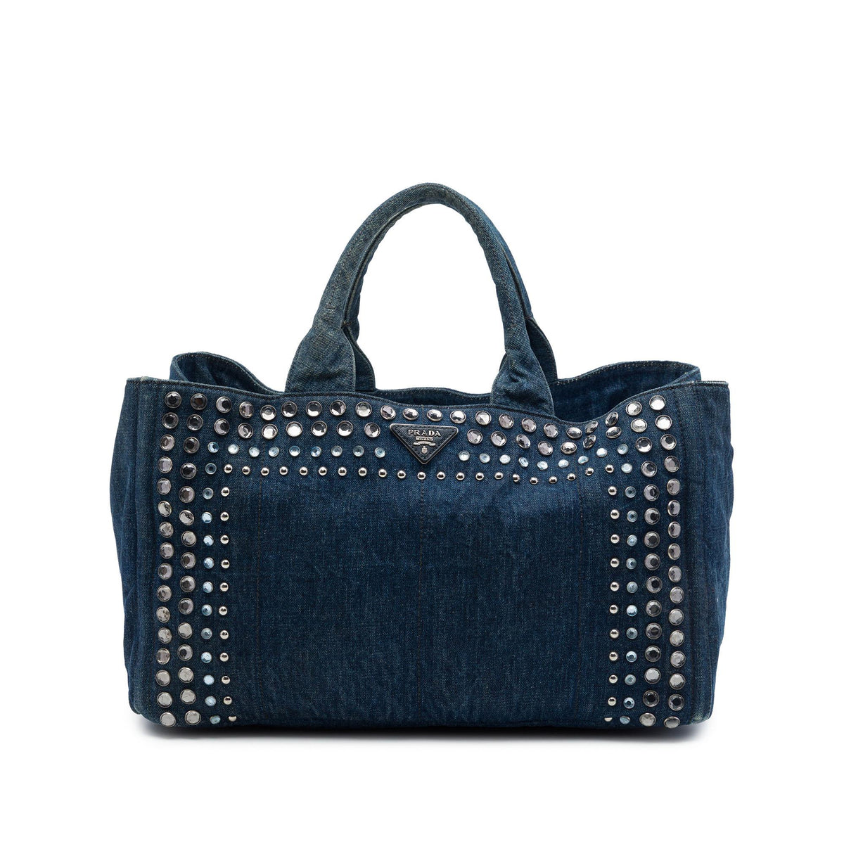Prada Large Denim Canapa Bijoux Satchel
