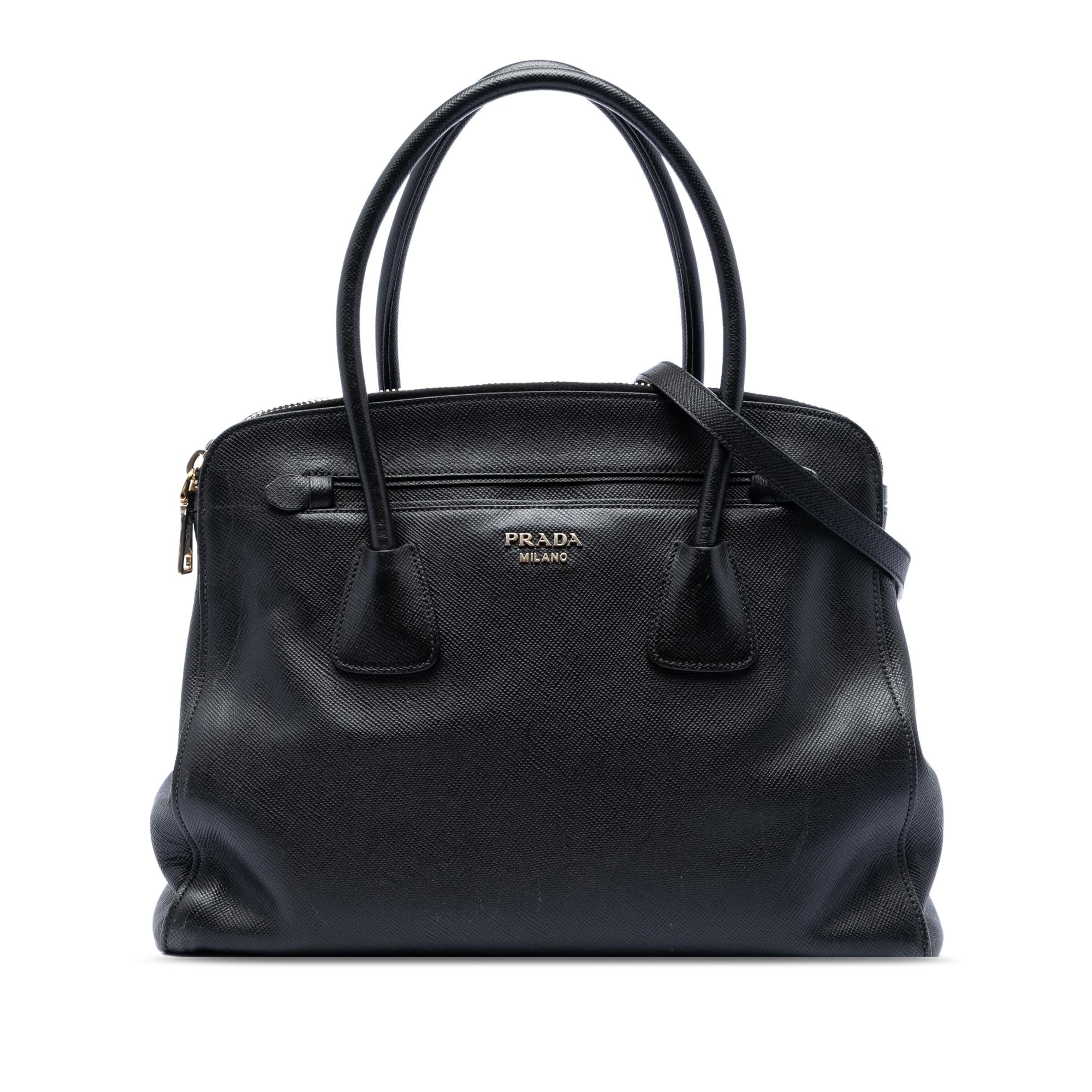 Prada Large Saffiano Cuir Double Zip Top Handle Bag