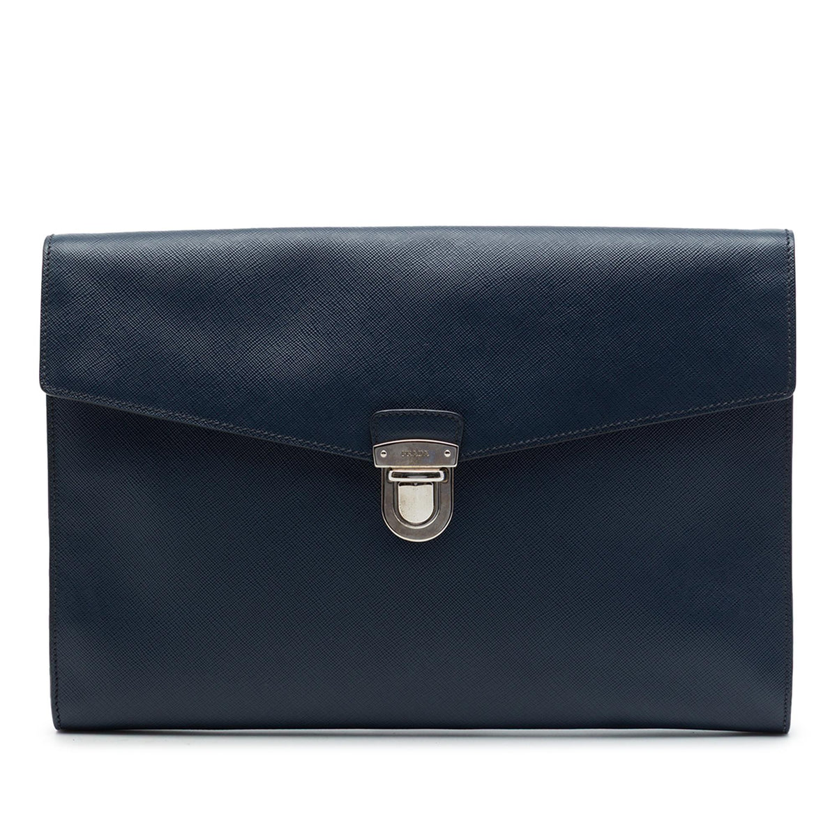 Prada Large Saffiano Lux Envelope Pushlock Clutch