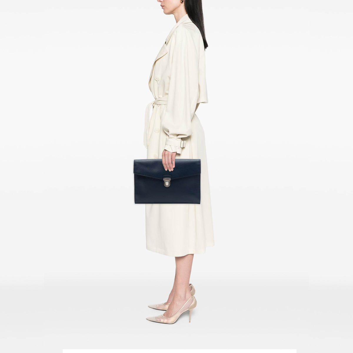 Prada Large Saffiano Lux Envelope Pushlock Clutch