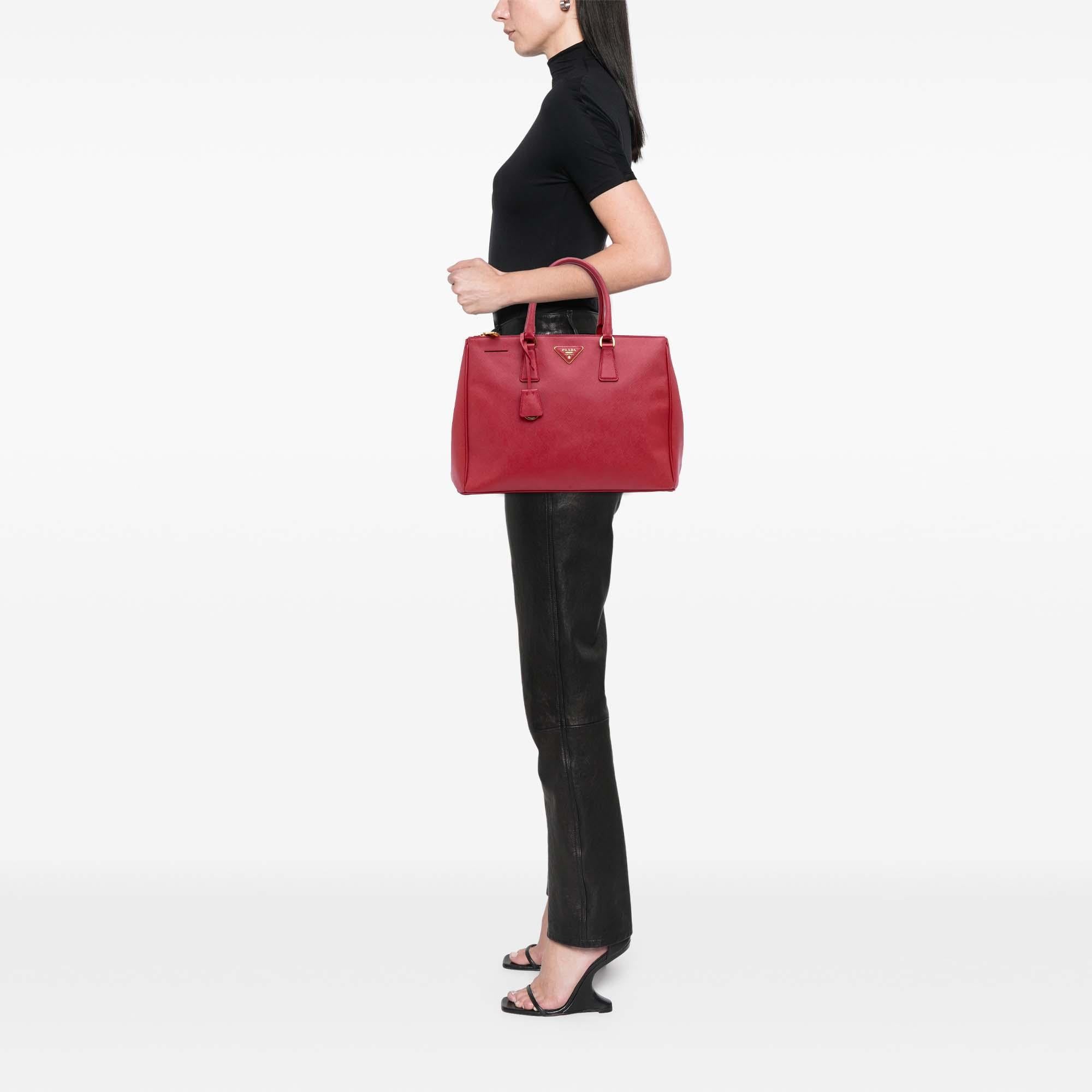 Prada Large Saffiano Lux Galleria Double Zip Satchel