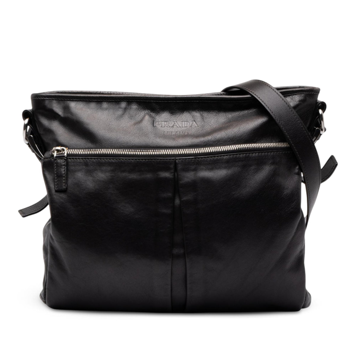 Prada Large Soft Calf Front Pocket Messenger Bag