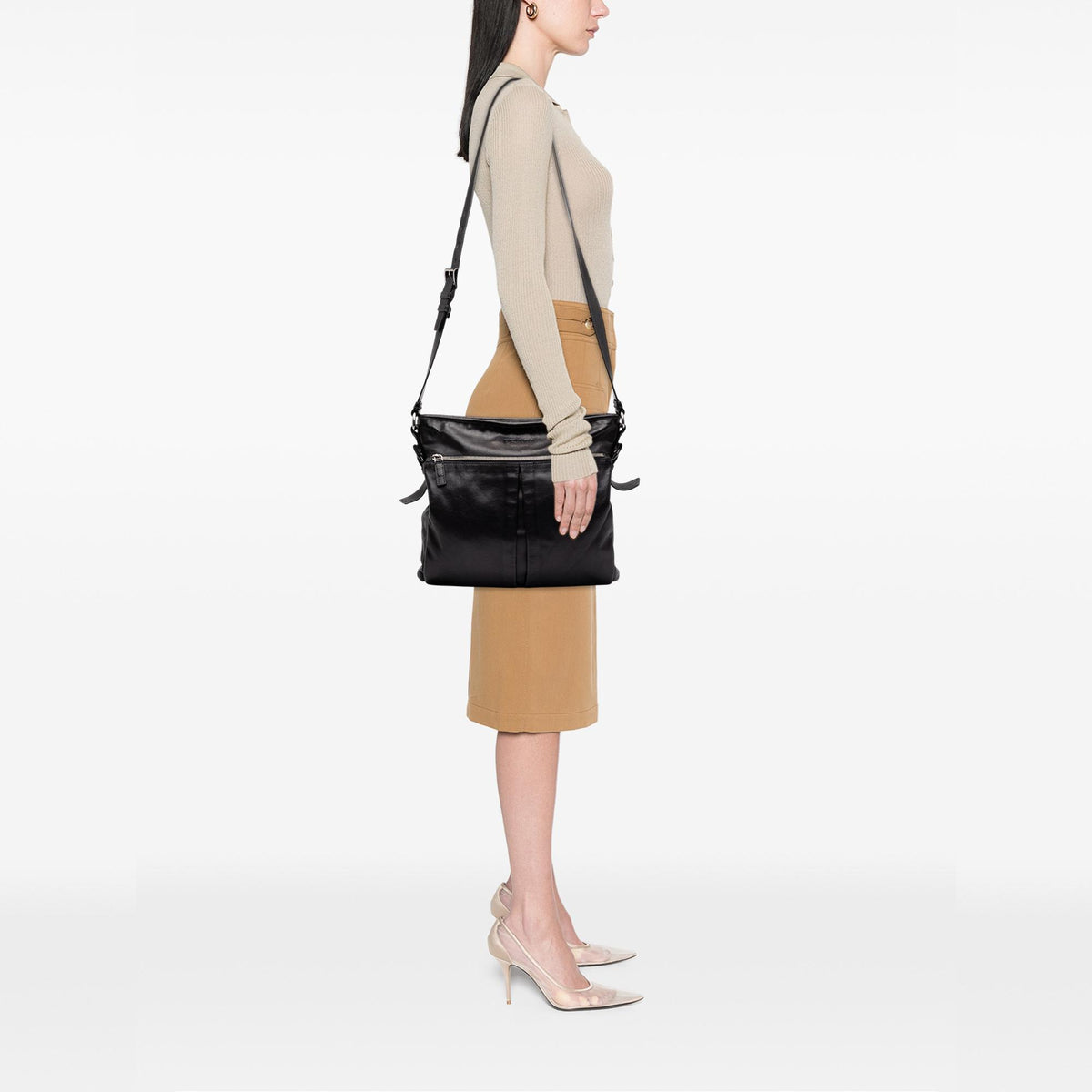 Prada Large Soft Calf Front Pocket Messenger Bag