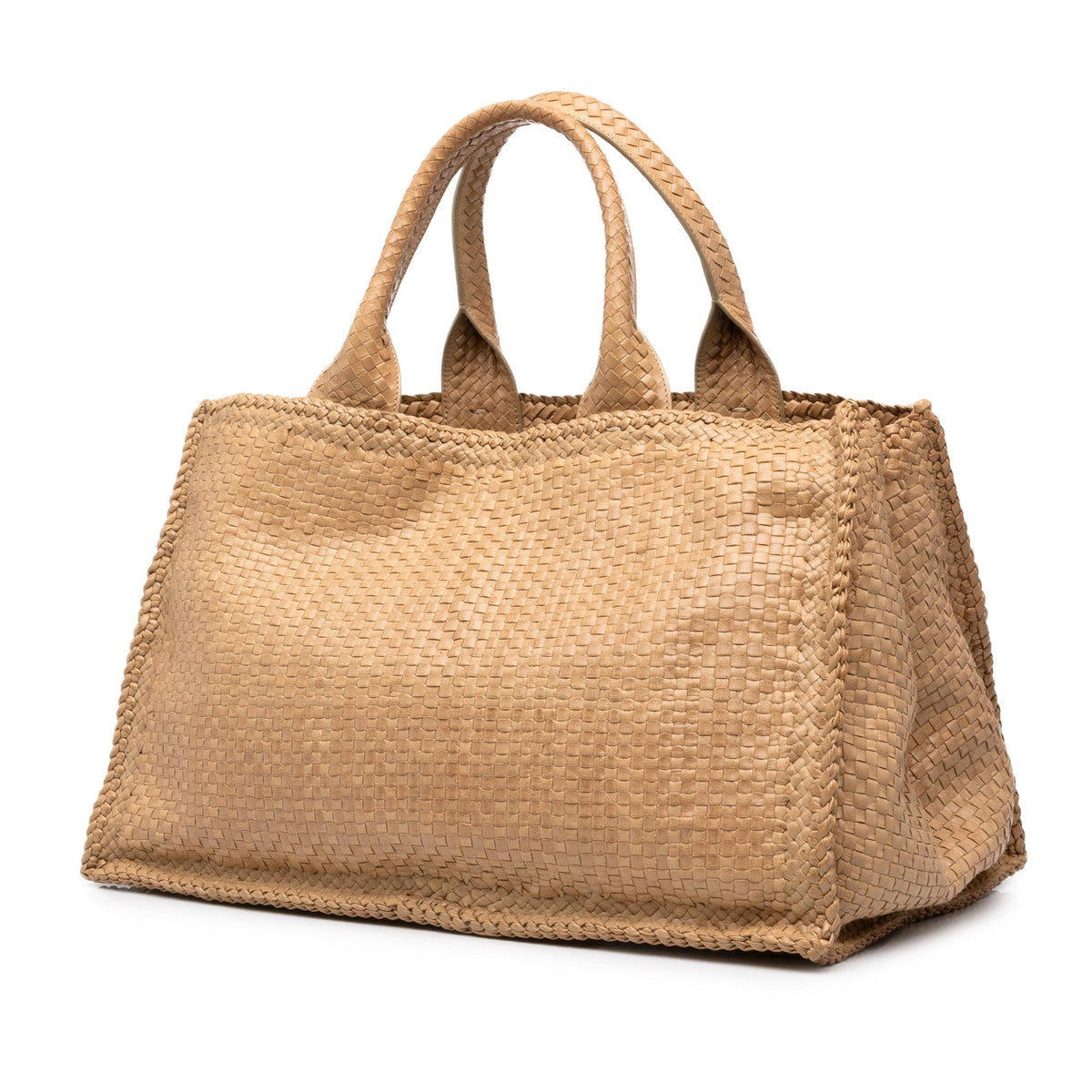 Prada Large Woven Goatskin Madras Shopping Tote