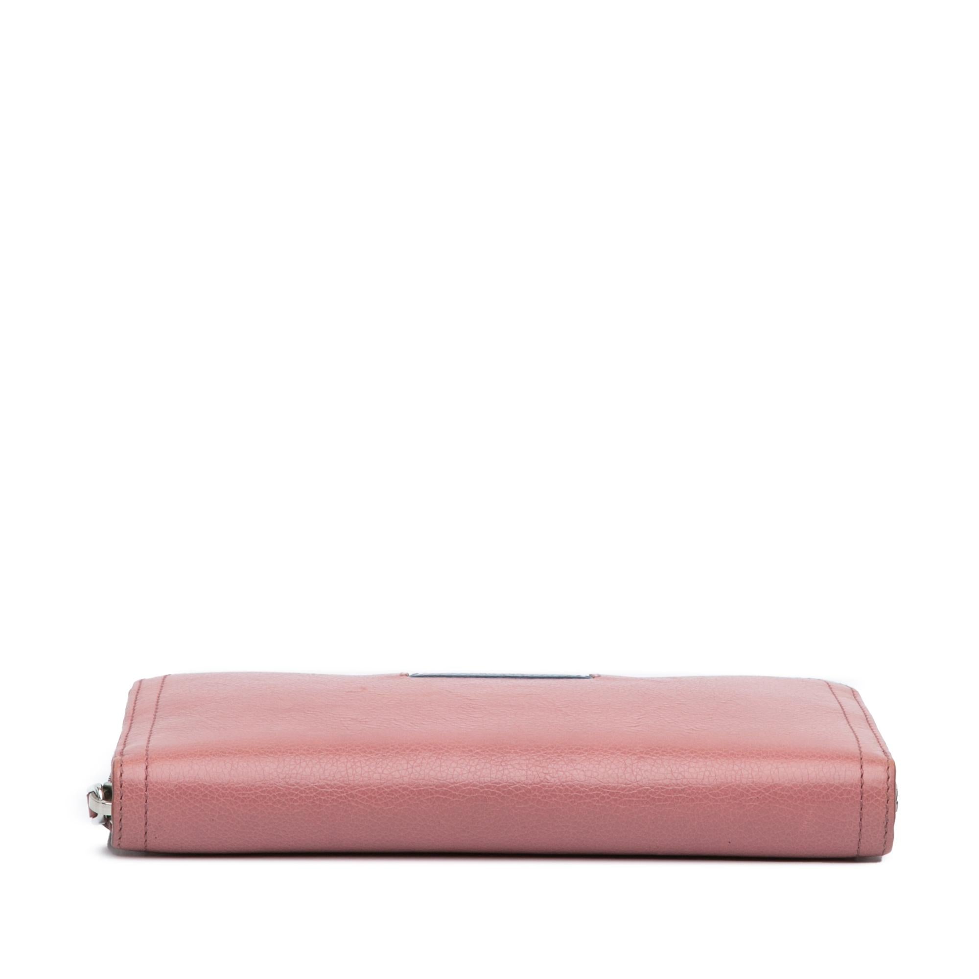 Prada Leather Etiquette Zip Around Wallet