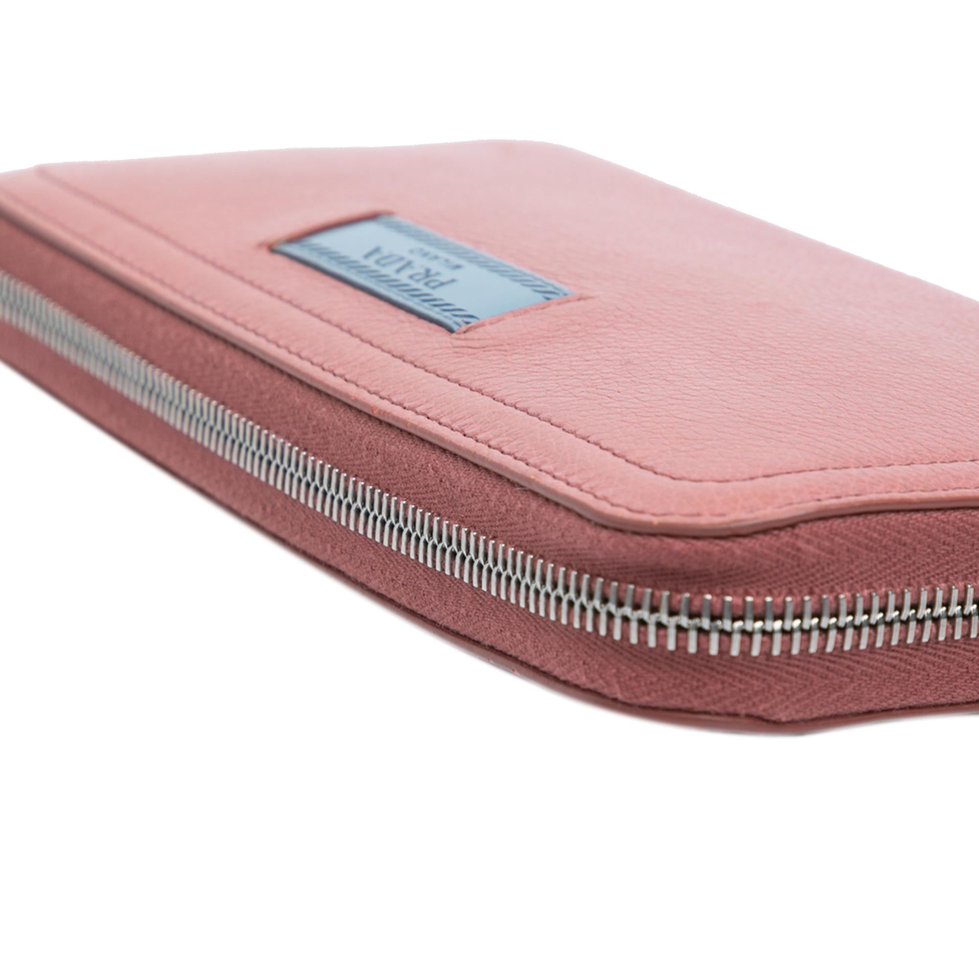 Prada Leather Etiquette Zip Around Wallet