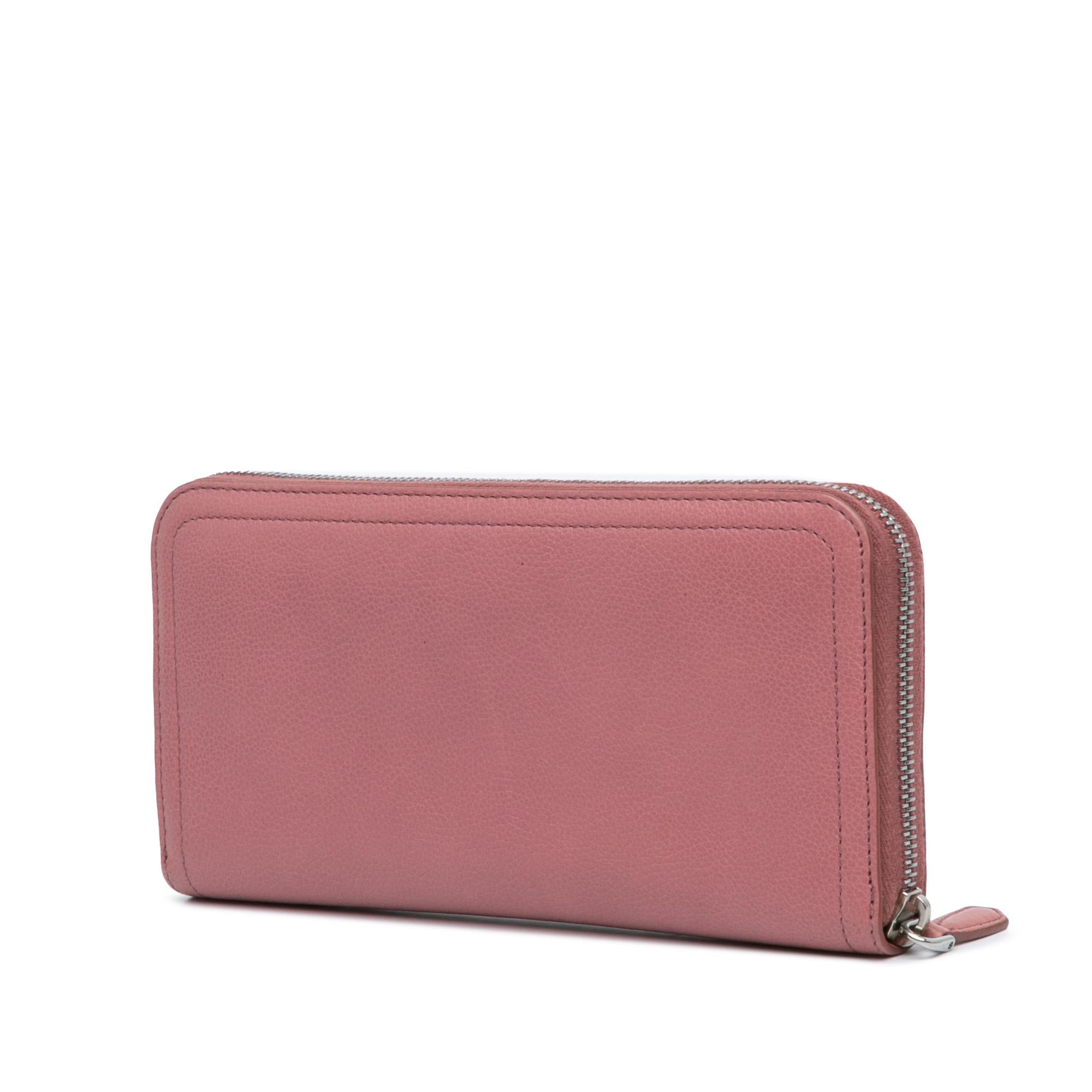 Prada Leather Etiquette Zip Around Wallet