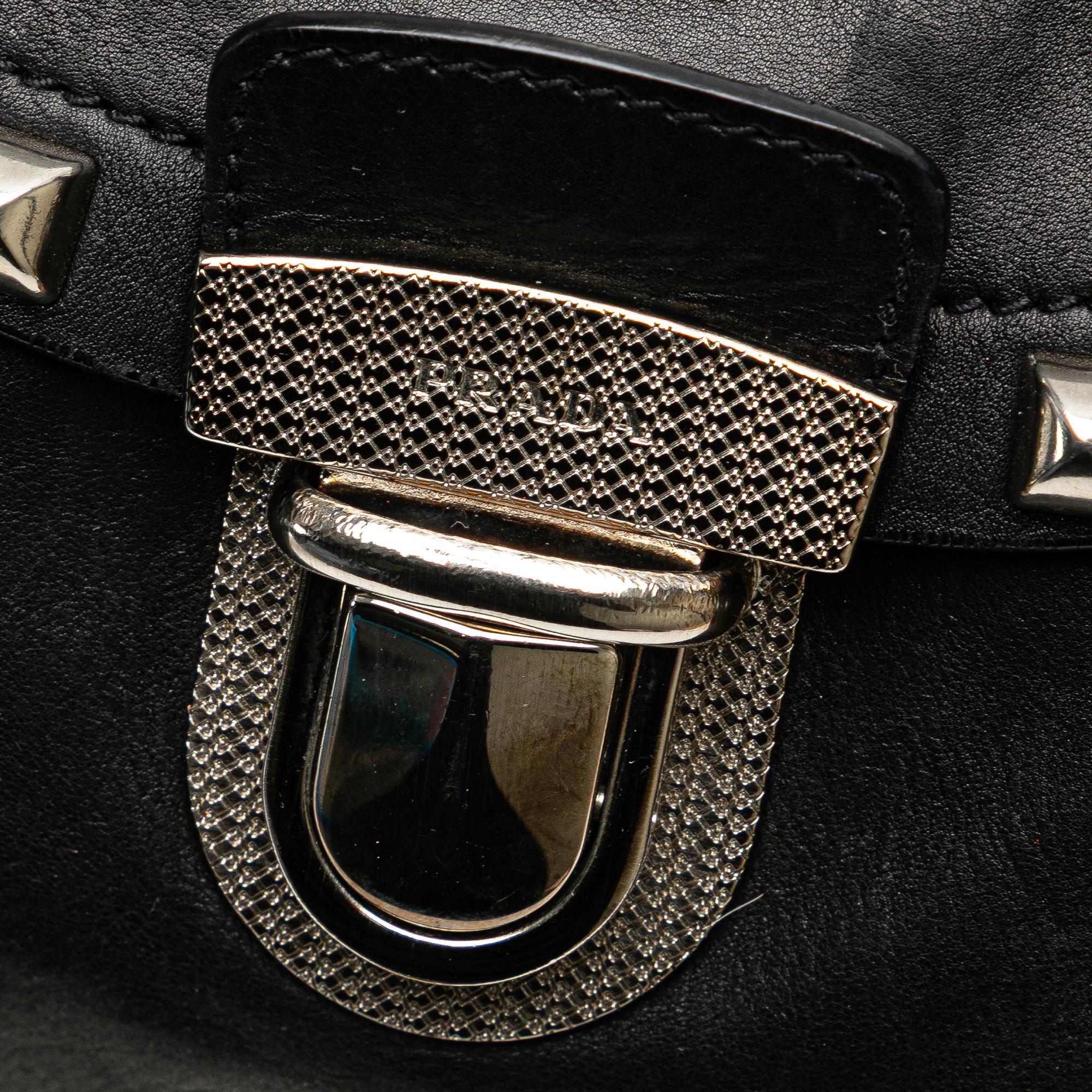 Prada Leather Studded Easy Shoulder Bag