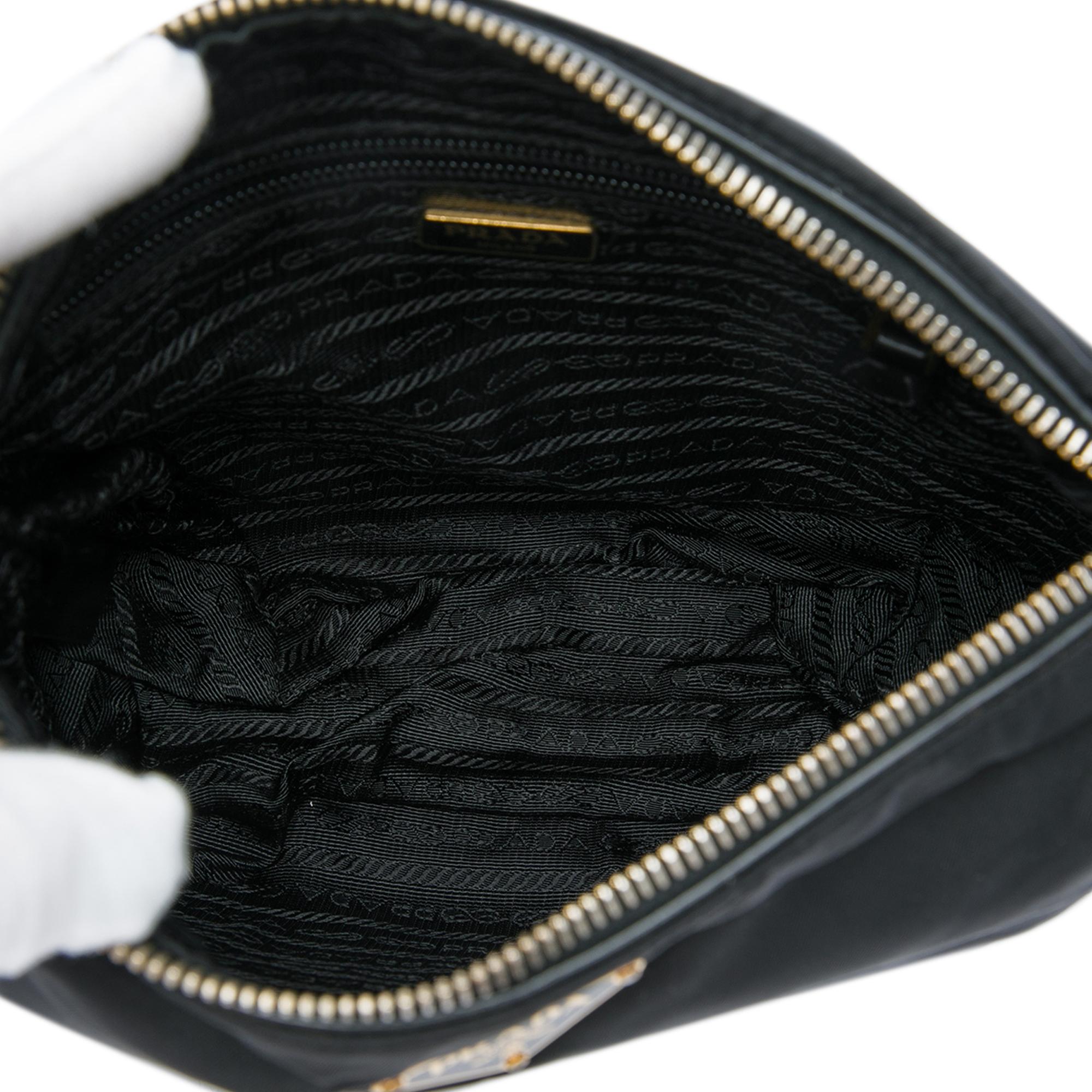 Prada Leather Trimmed Tessuto Zip Top Crossbody