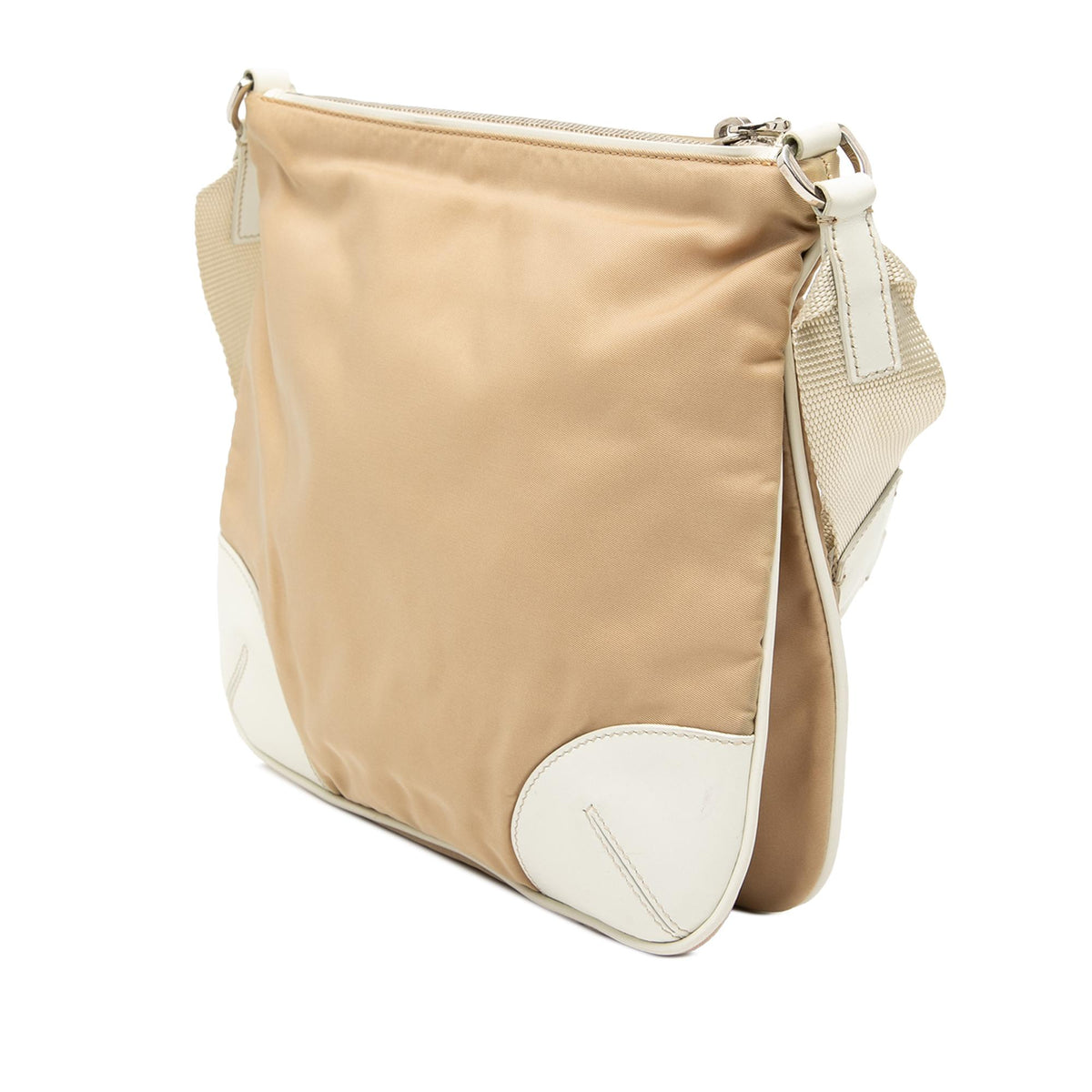 Prada Leather Trimmed Tessuto Zip Top Crossbody