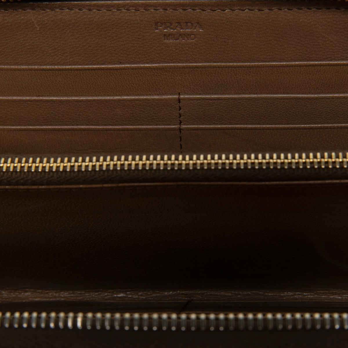 Prada Leather Zip Around Long Wallet