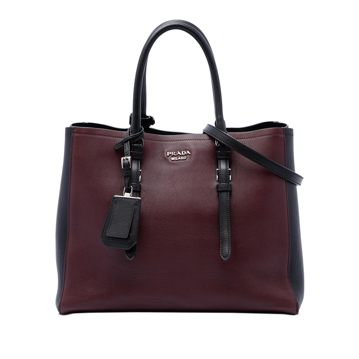 Prada Medium Bicolor City Calf Double Satchel