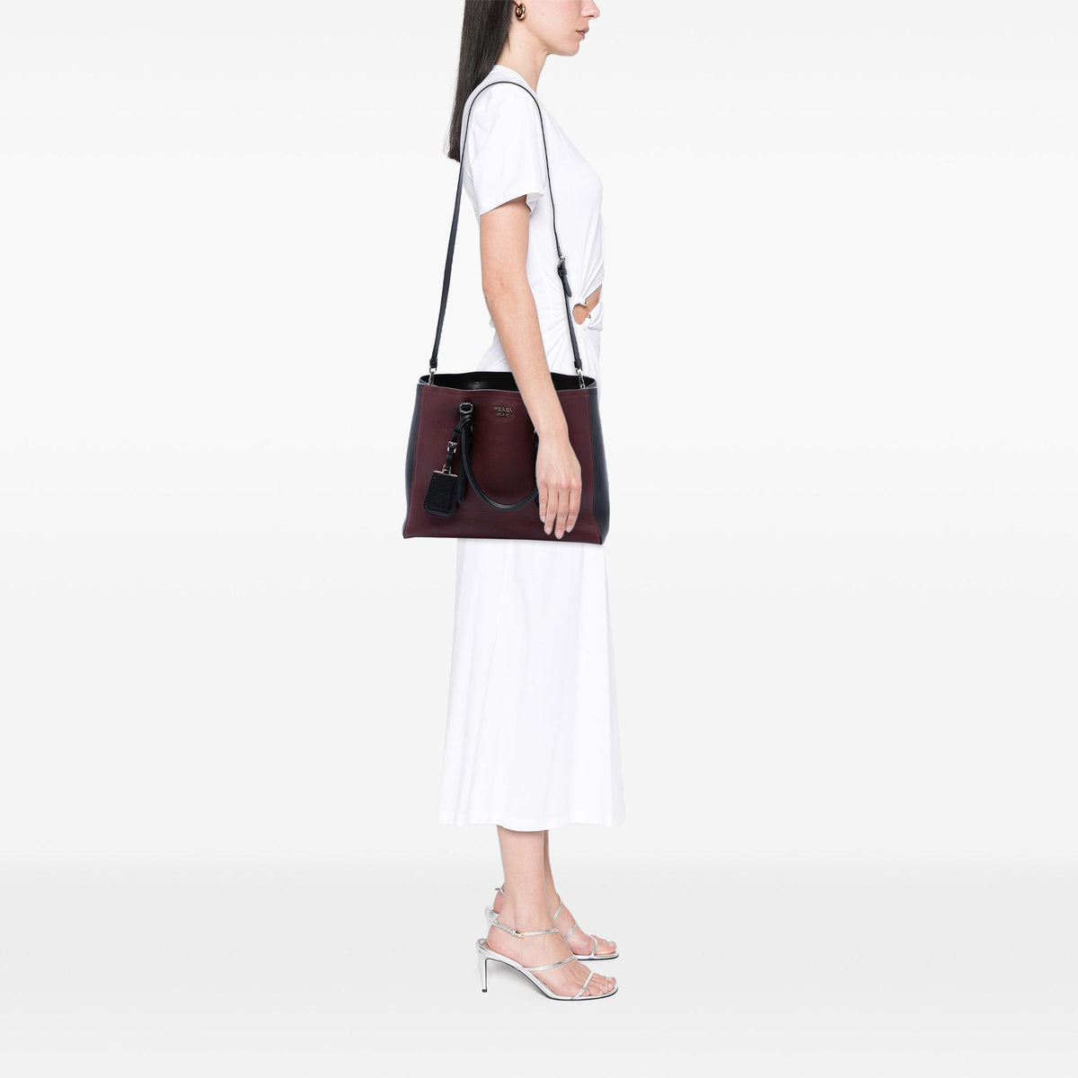 Prada Medium Bicolor City Calf Double Satchel