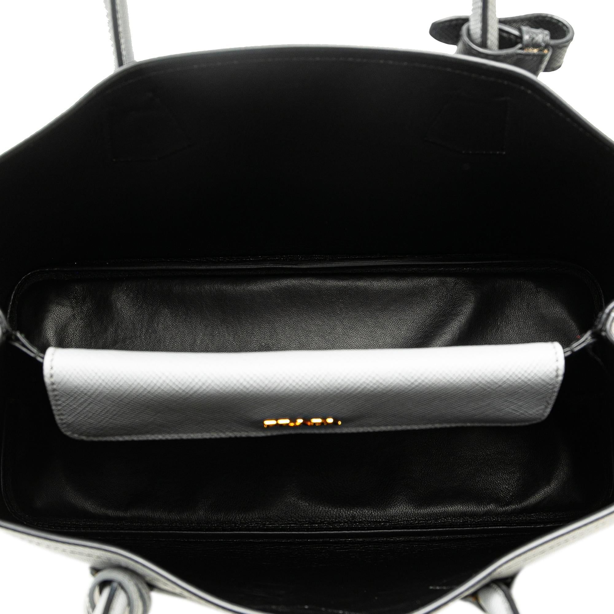 Prada Medium Bicolor Saffiano Cuir Double Satchel (SHG-DtYKIX)