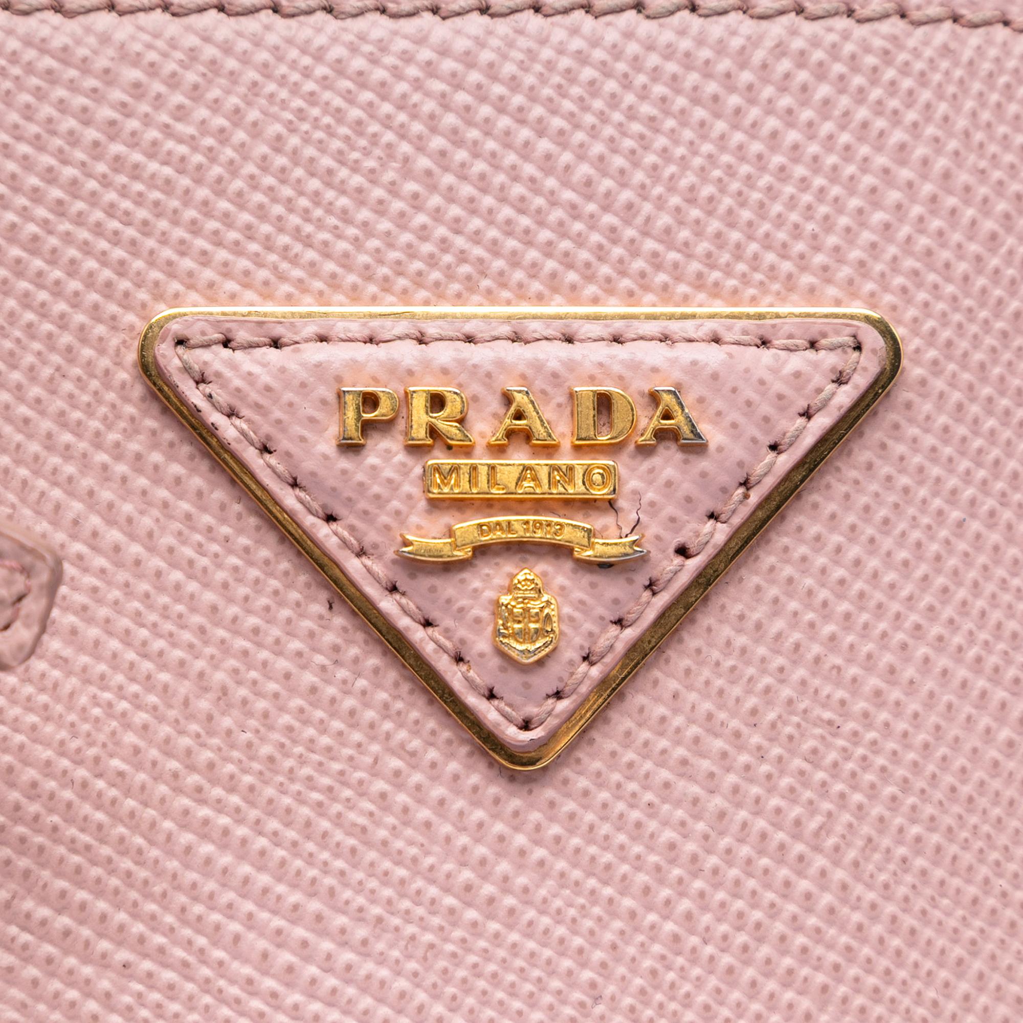 Prada Medium Bicolor Saffiano Cuir Double Satchel