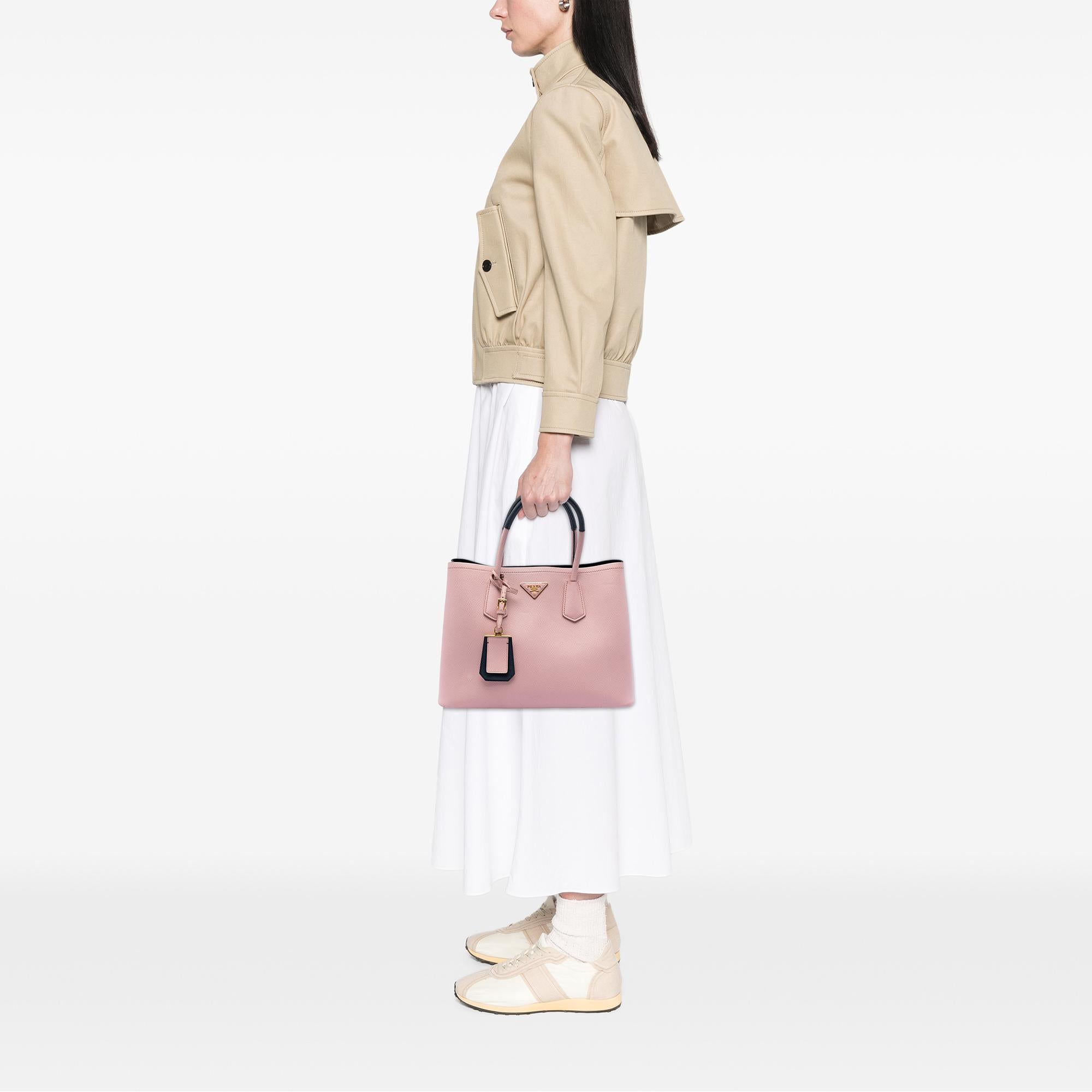 Prada Medium Bicolor Saffiano Cuir Double Satchel