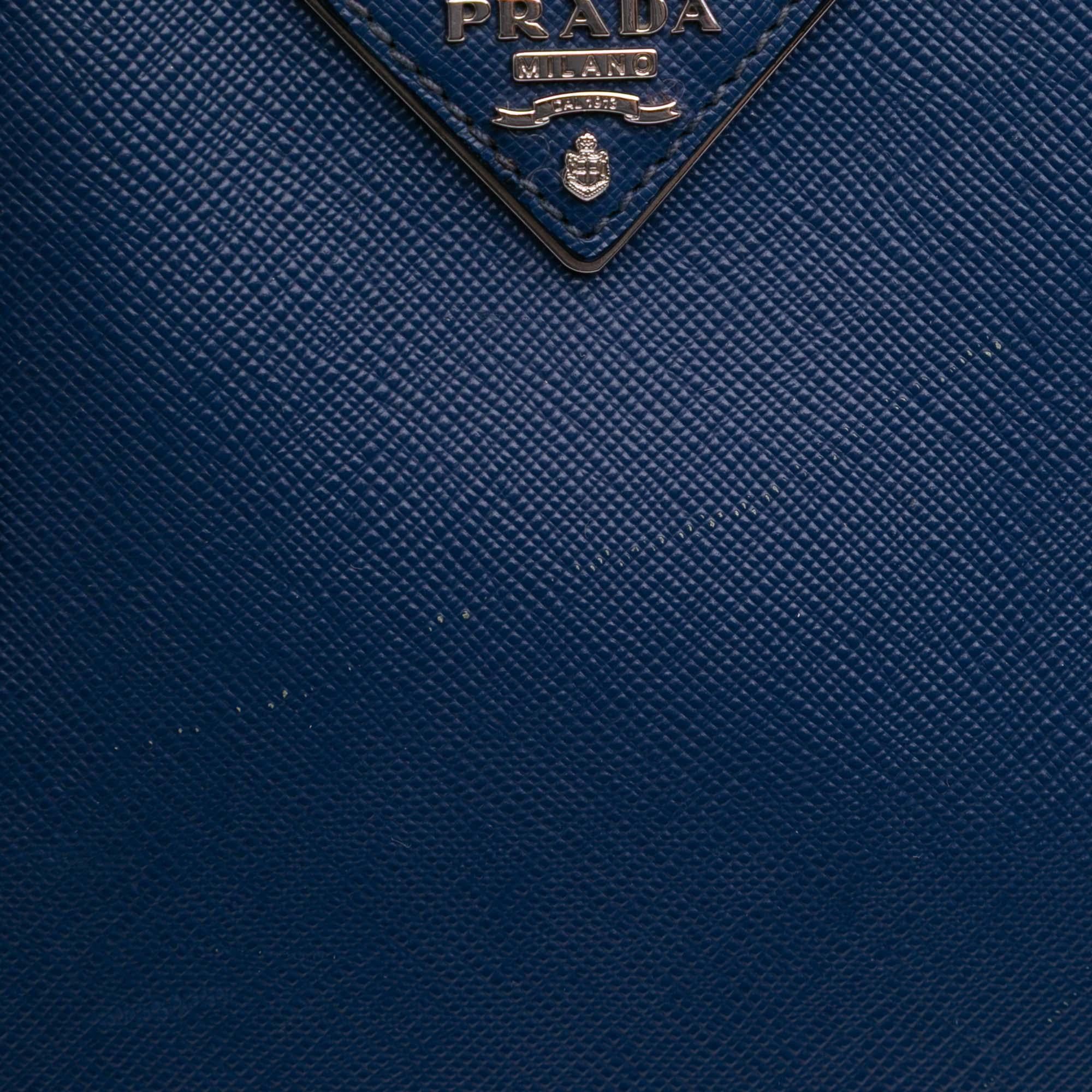 Prada Medium Bicolor Saffiano Lux Galleria Double Zip Satchel