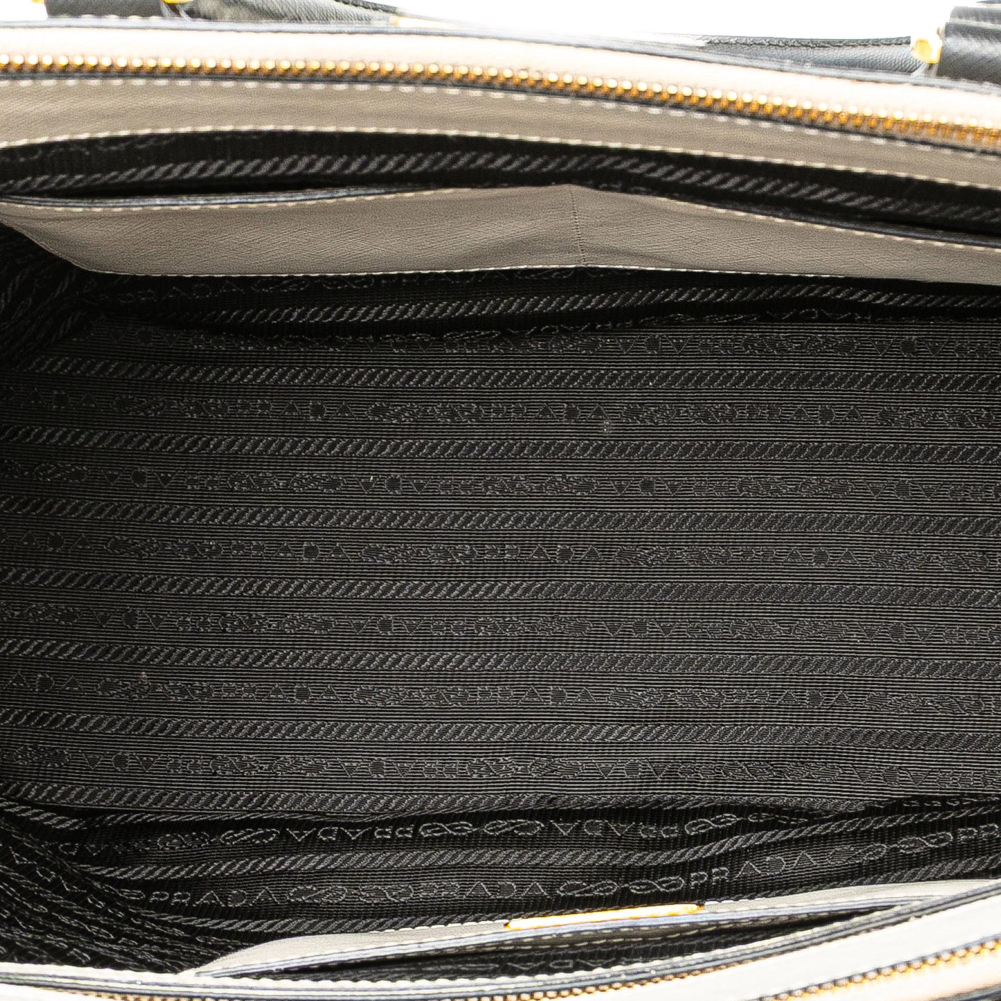 Prada Medium Bicolor Saffiano Lux Galleria Double Zip Satchel