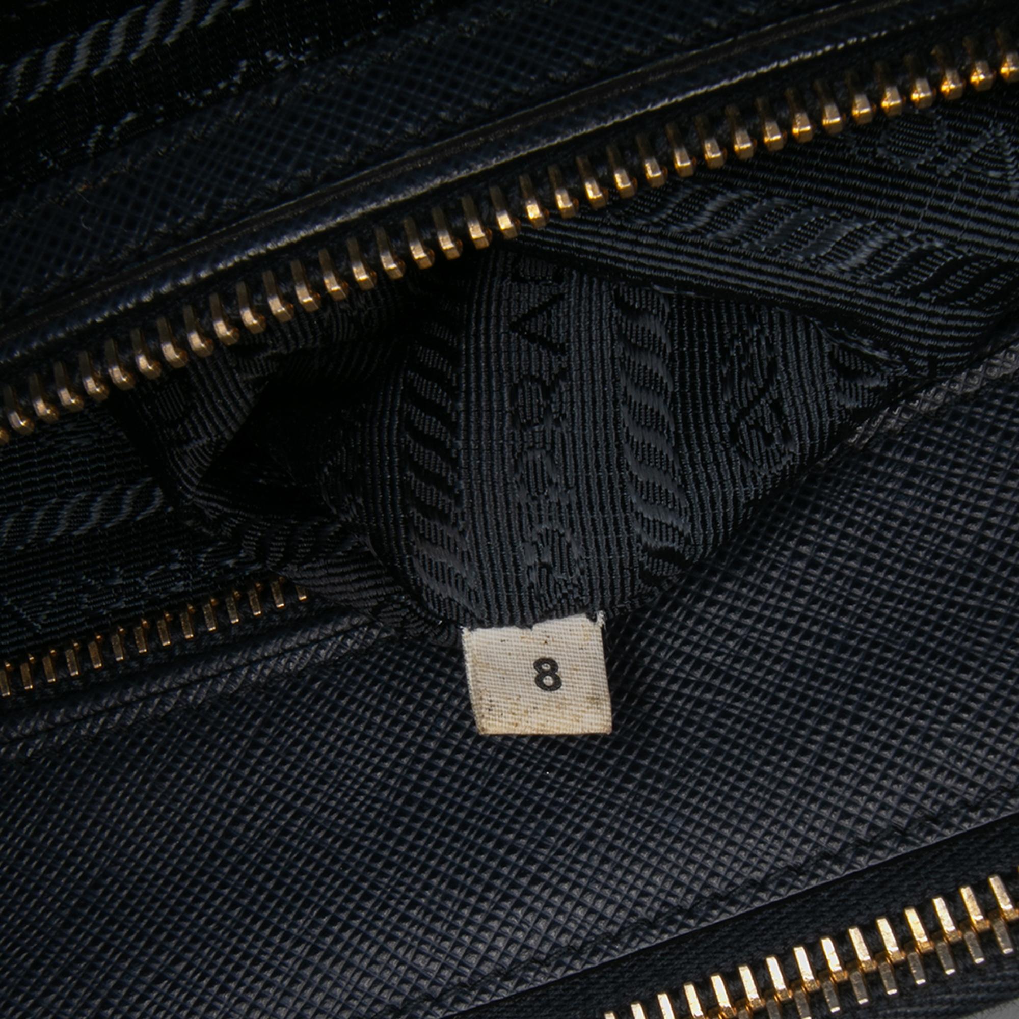 Prada Medium Bicolor Saffiano Lux Galleria Double Zip Satchel