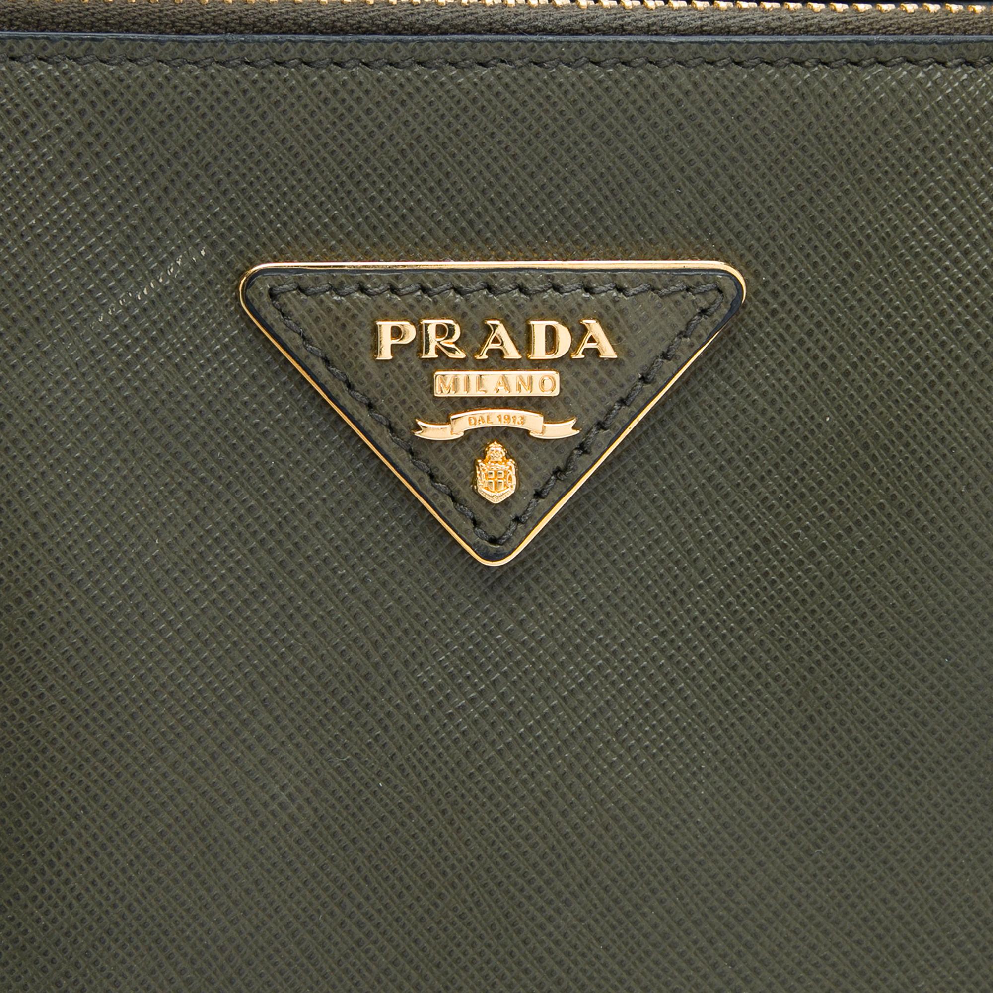 Prada Medium Bicolor Saffiano Lux Galleria Double Zip Satchel